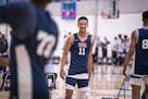 Jalen Suggs, a member of the USA Men's Junior National team from Minnehaha Academy, smiles during warmups.