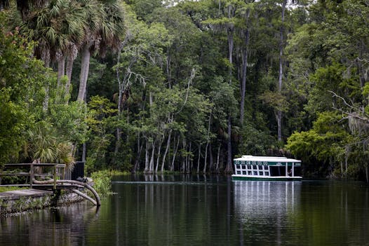 The glass bottom boat tour is a popular attraction at Silver Springs State Park in Florida.
