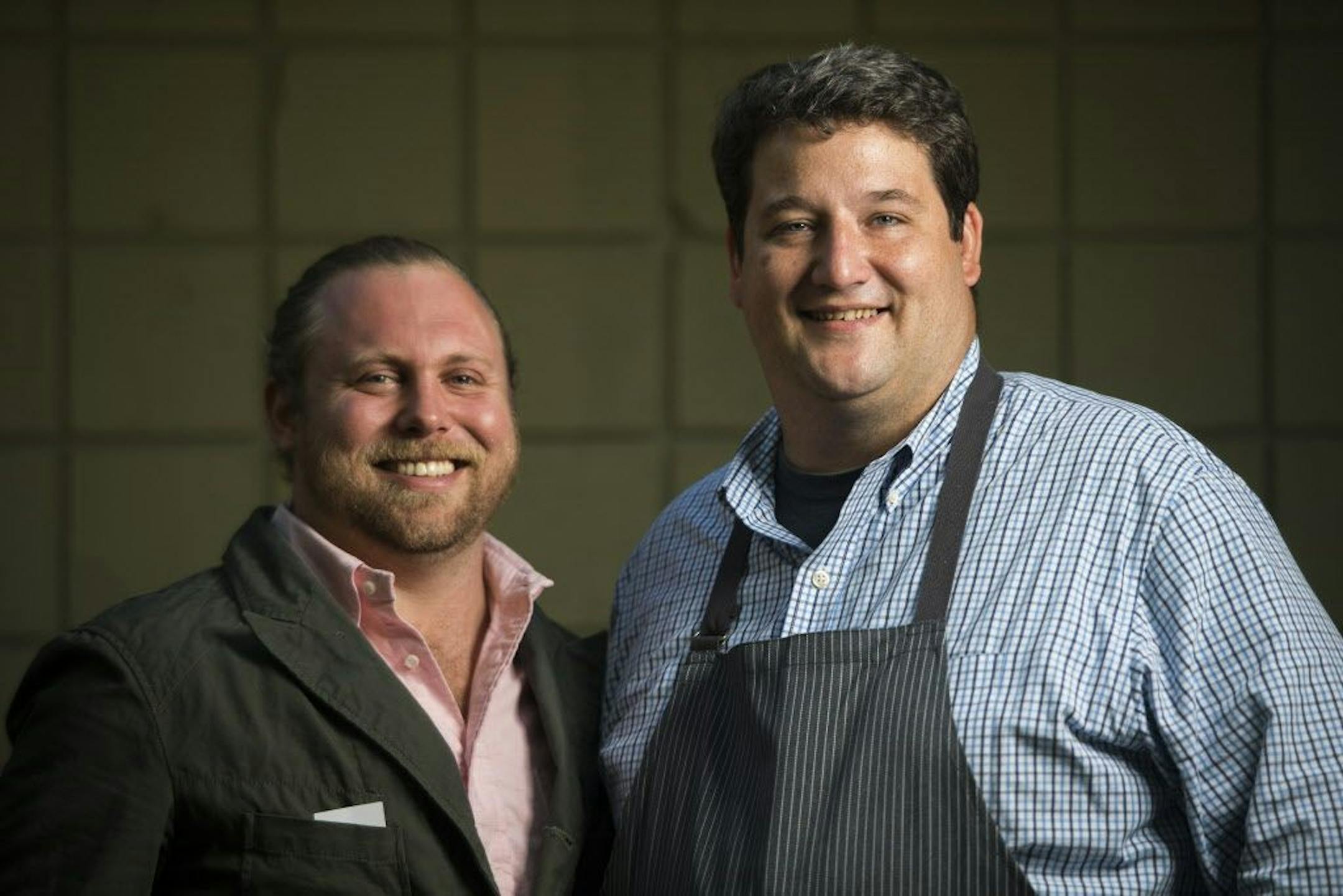Nick Rancone, left, and chef Thomas Boemer, co-owners of the Corner Table at 4537 Nicollet Avenue, stood for a portrait on one of the patios of their restaurant. ORG XMIT: MIN1607010056140220
