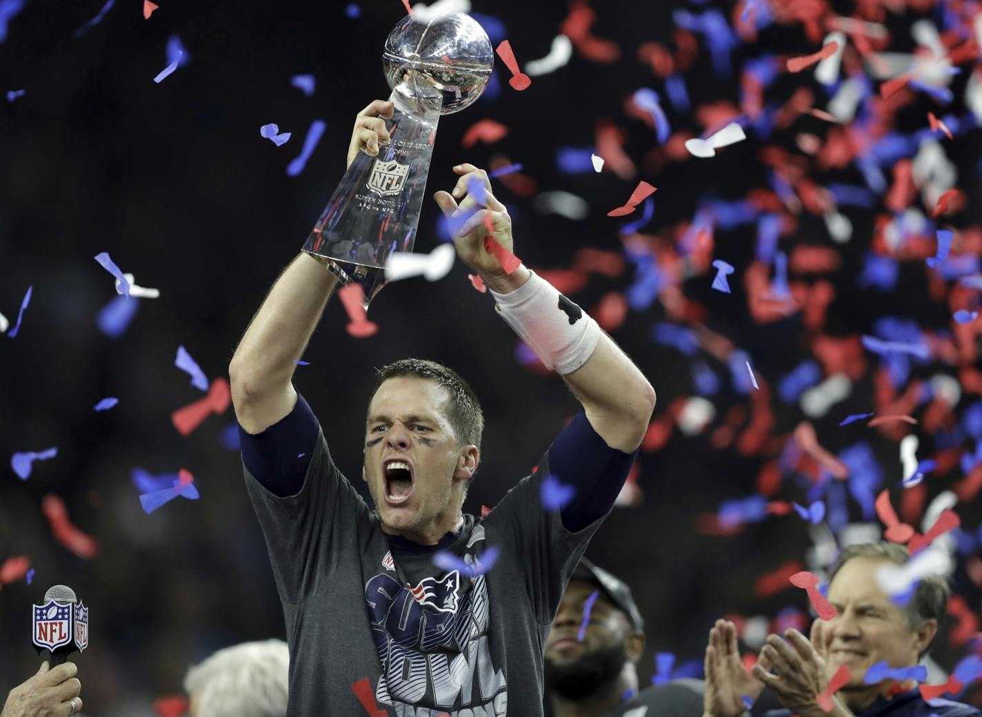 Tom Brady put a lot of gusto into his Super Bowl victory celebration, after the effort he put into rallying the Patriots from a 28-3 deficit to an overtime victory over Atlanta.