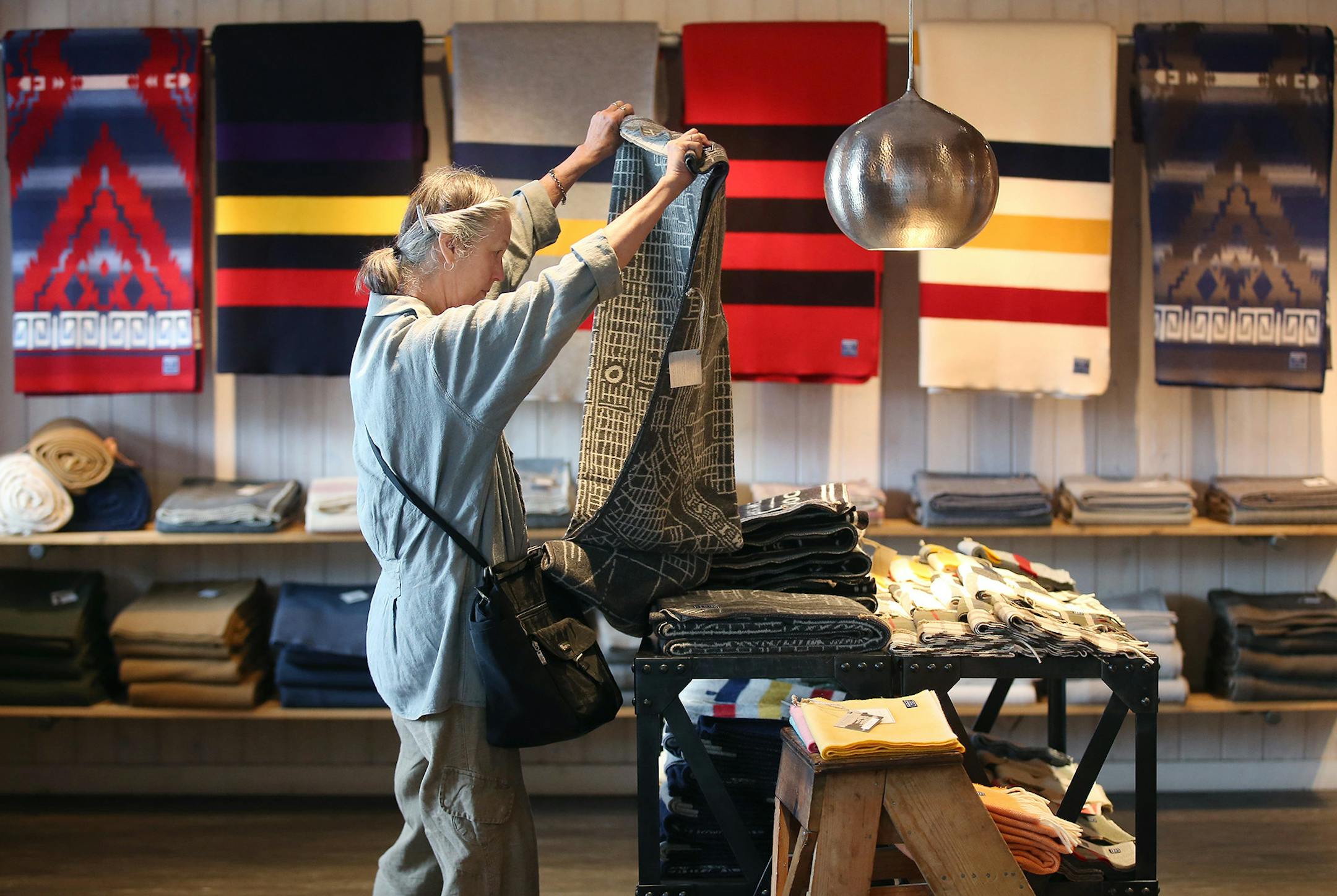 A new store was opened for visitors at the Faribault Woolen Mill, Thursday, August 6, 2015 in Faribault, MN. The mill is celebrating its 150th anniversary. It started during the Civil War. ] (ELIZABETH FLORES/STAR TRIBUNE) ELIZABETH FLORES • eflores@startribune.com