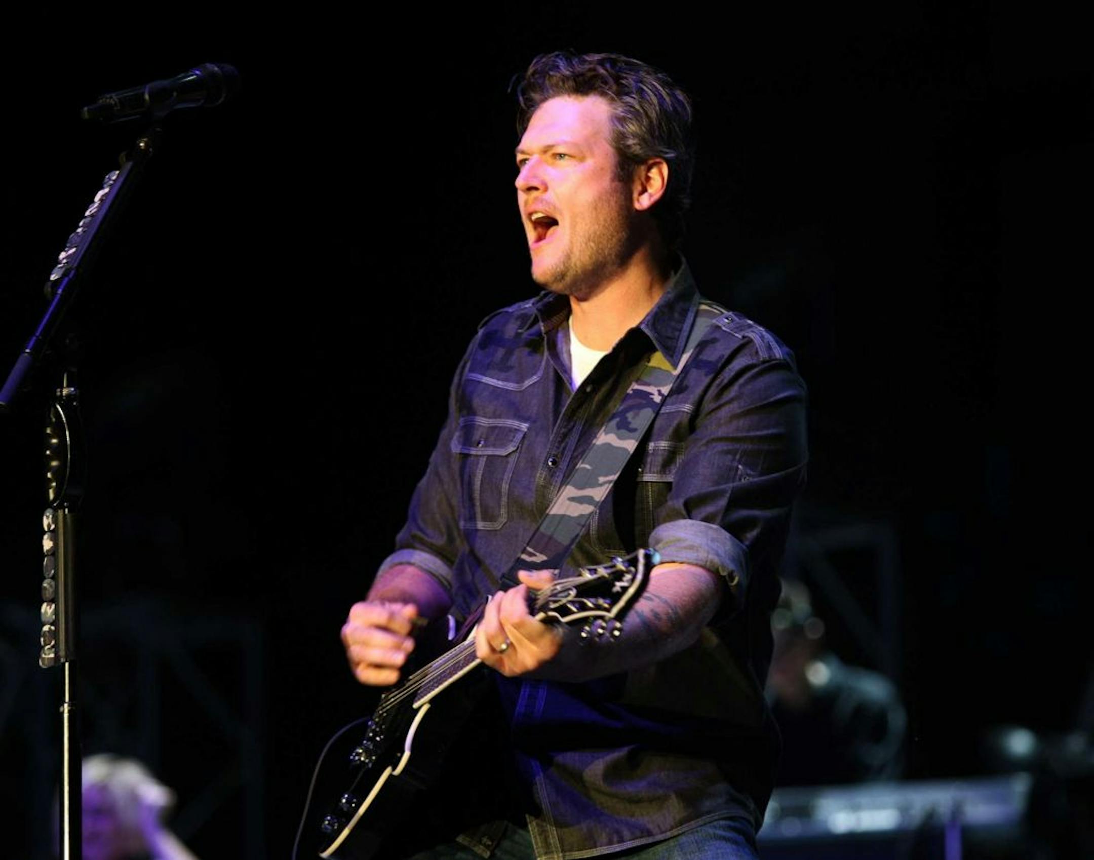 Blake Shelton performs during the Stagecoach Country Music Festival in Indio, California, on April 28, 2012.