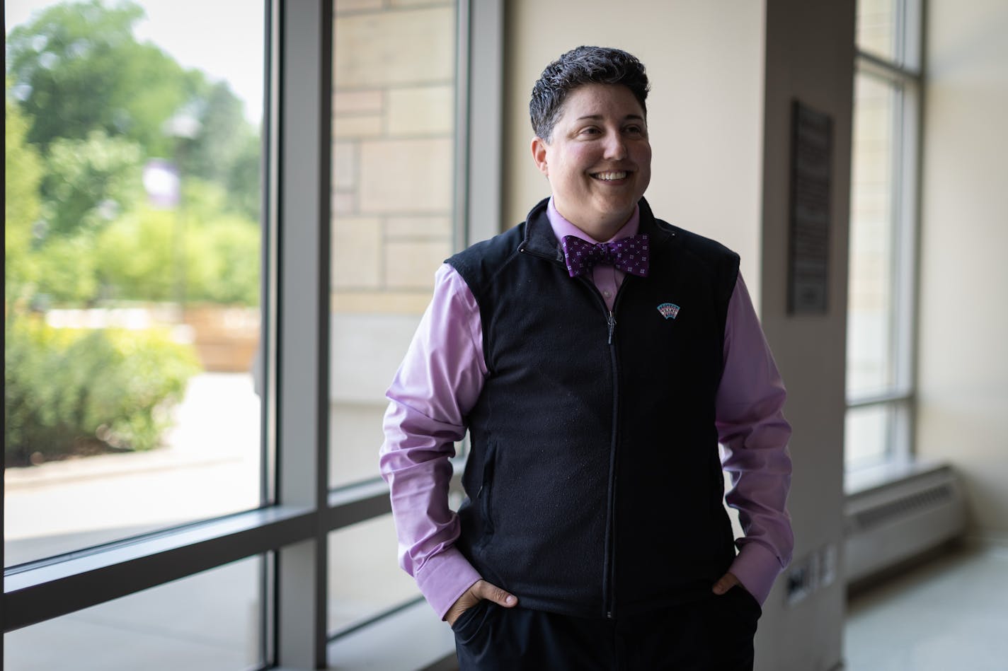 Dr. Angela Kade Goepferd, the Chief Education Officer for Children's Minnesota, poses for a photo inside the Anderson Student Center at the University of St. Thomas in St. Paul on Wednesday, June 21, 2023.