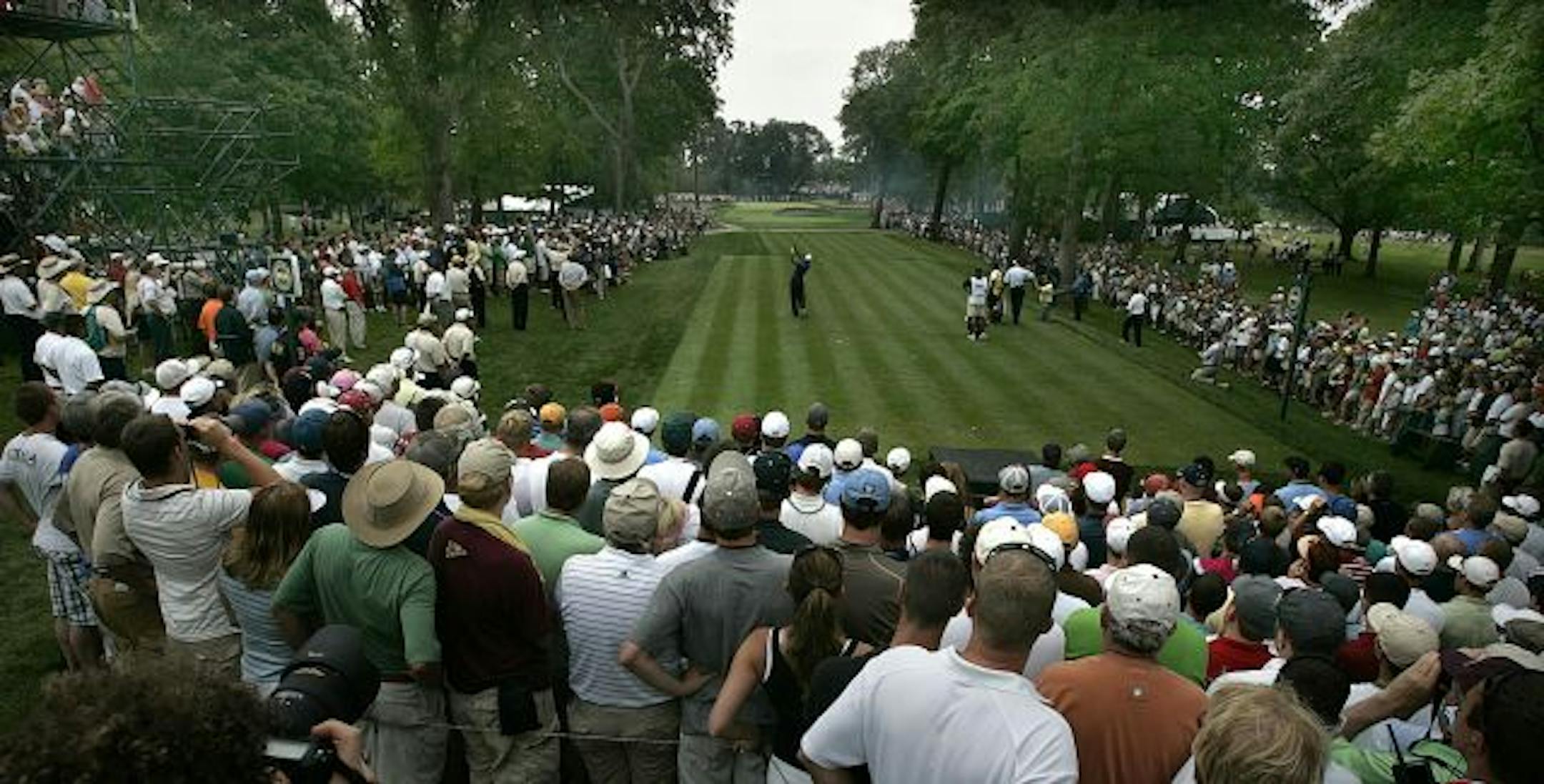 They were lined up all weekend to watch Tiger Woods and friends play at Hazeltine Country Club.