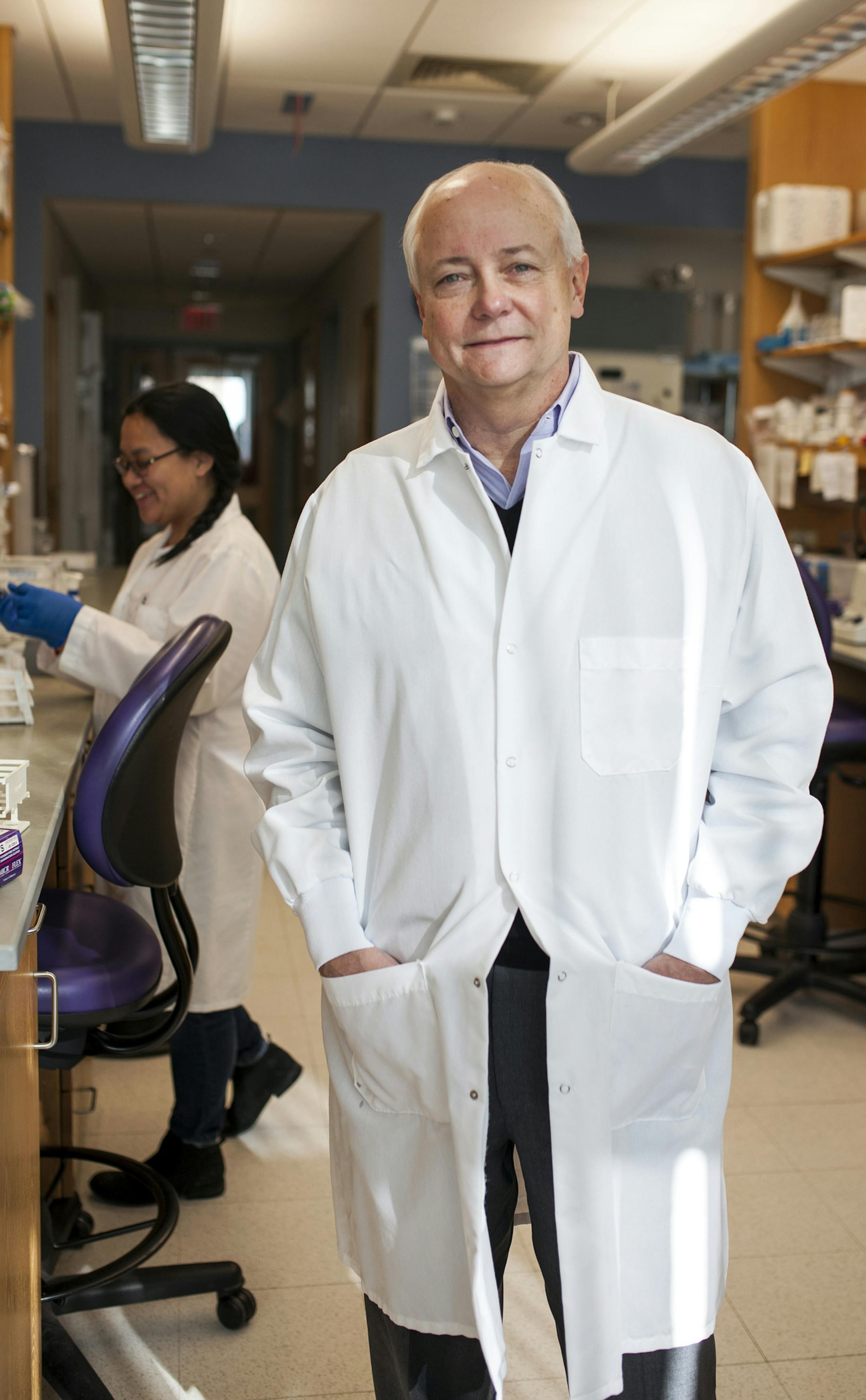 Dr. Philip Johnson, a virologist at the University of Pennsylvania, at a research lab in Philadelphia, Mar. 6, 2015. Johnson and his colleagues used viruses to deliver powerful genes to the muscles of monkeys, producing antibodies that protected them from a subsequent injection of SIV, a primate version of HIV. (Jessica Kourkounis/The New York Times) ORG XMIT: XNYT87
