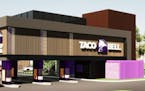 A rendering of a new concept Taco Bell that will be built in Brooklyn Park this year.
