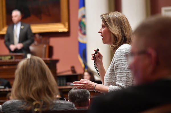 Rep. Sarah Anderson, R-Plymouth, defended her bill to reform the MSFA on the House floor from a barrage of amendments proposed by DFL House members. ]