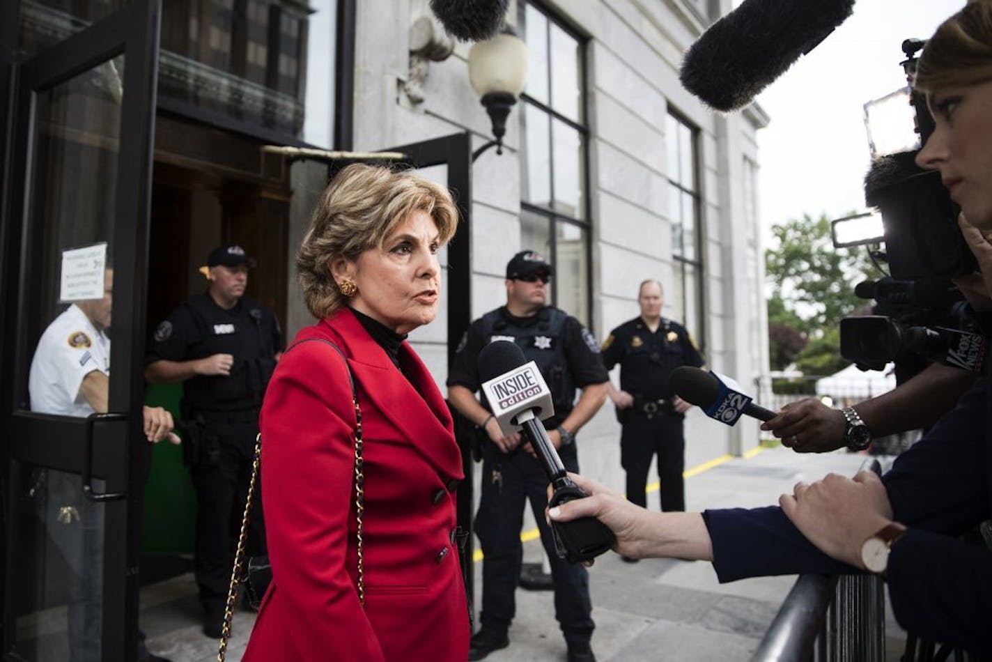 Attorney Gloria Allred speaks with members of the media ahead of Bill Cosby's sexual assault trial at the Montgomery County Courthouse in Norristown, Pa., Monday, June 5, 2017.