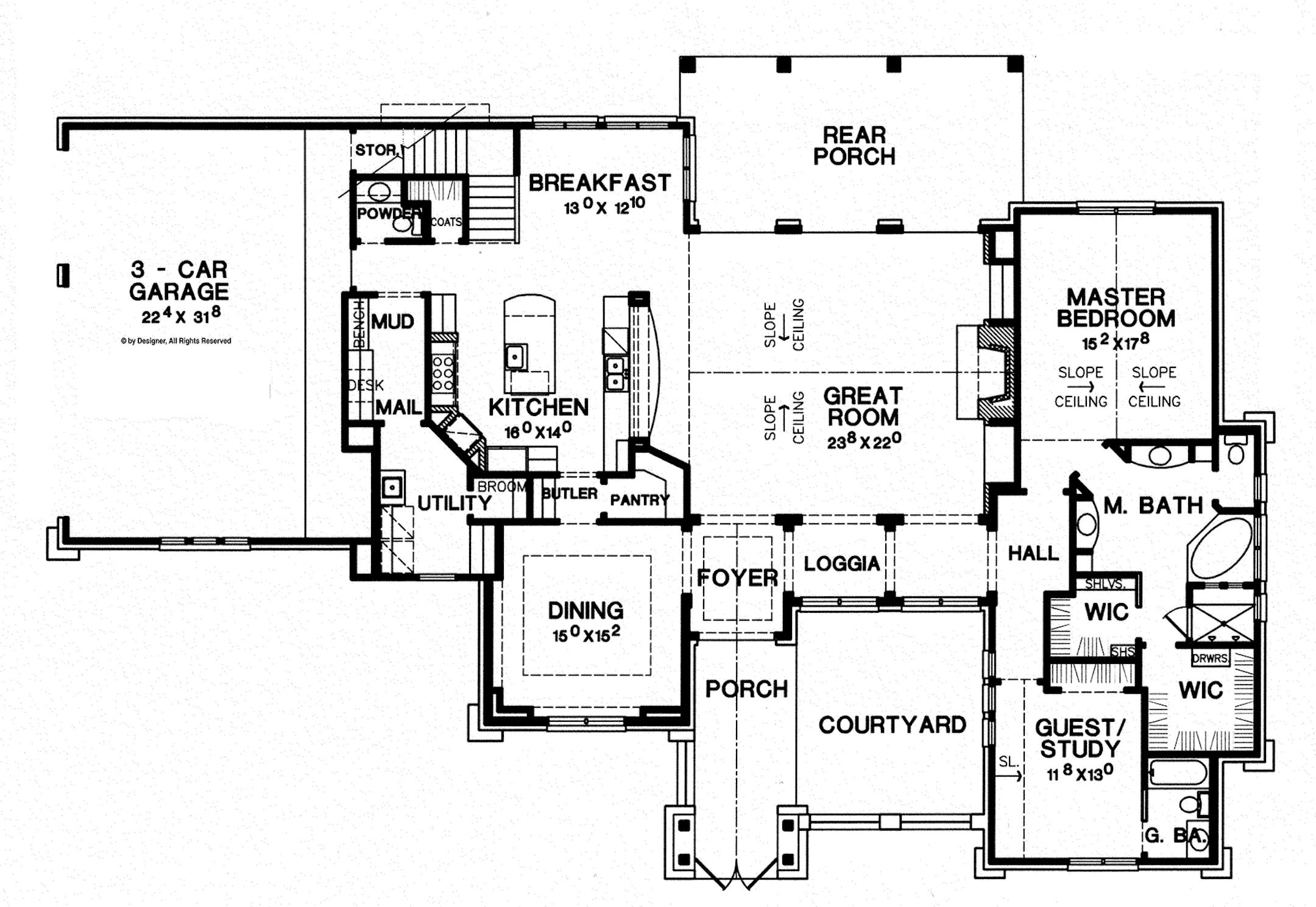 Home plan: Mediterranean-style home&#xed;s exterior exudes warmth.