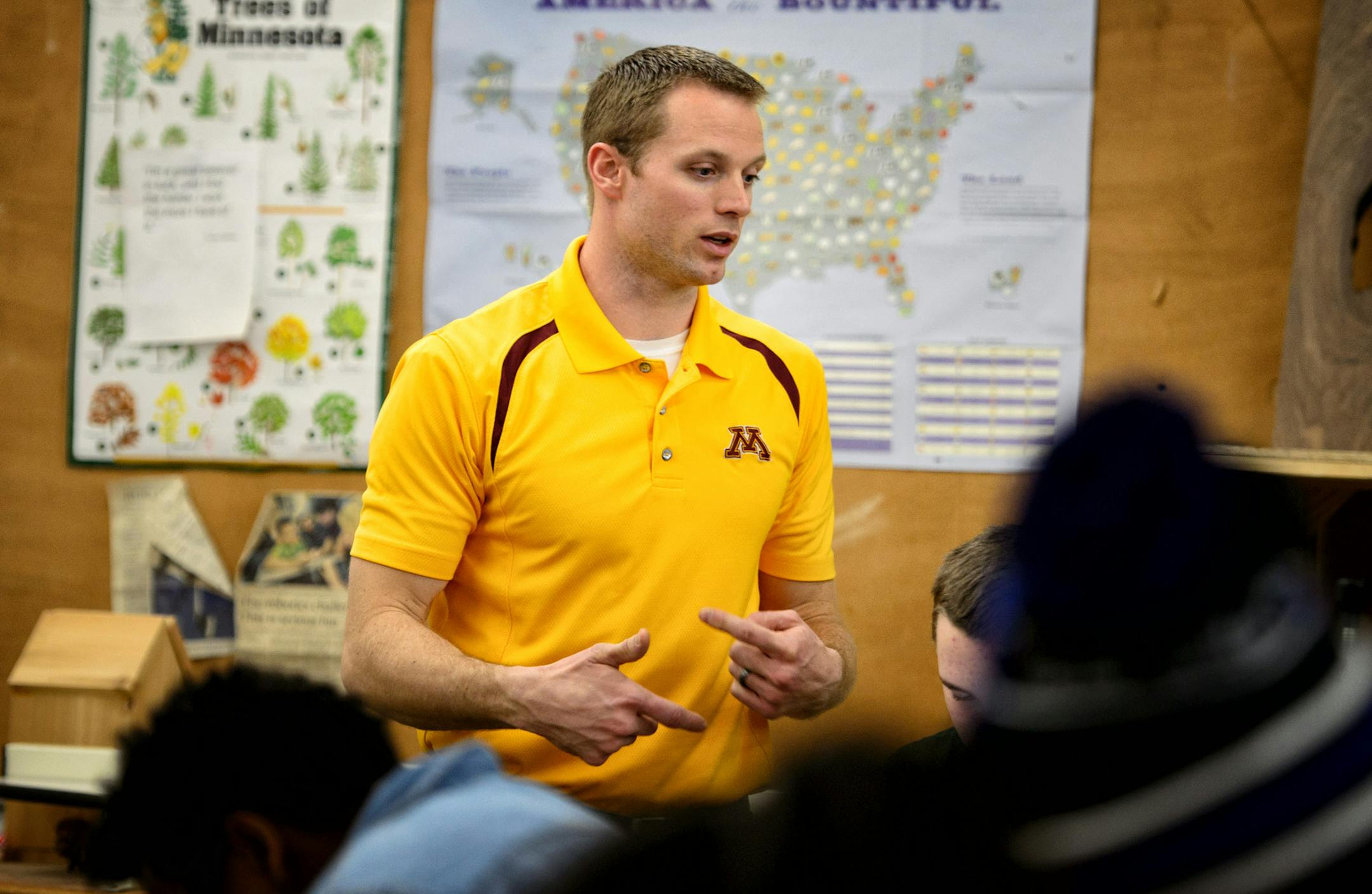 Peter Brown teaches Agriculture, Food & Natural Resources at Highland Park High School. ] GLEN STUBBE * gstubbe@startribune.com Wednesday, February 11, 2015 Peter Brown teaches Agriculture, Food & Natural Resources at Highland Park High School where students learned to score antlers of a buck using the Boone and Crockett system in fish and wildlife class.