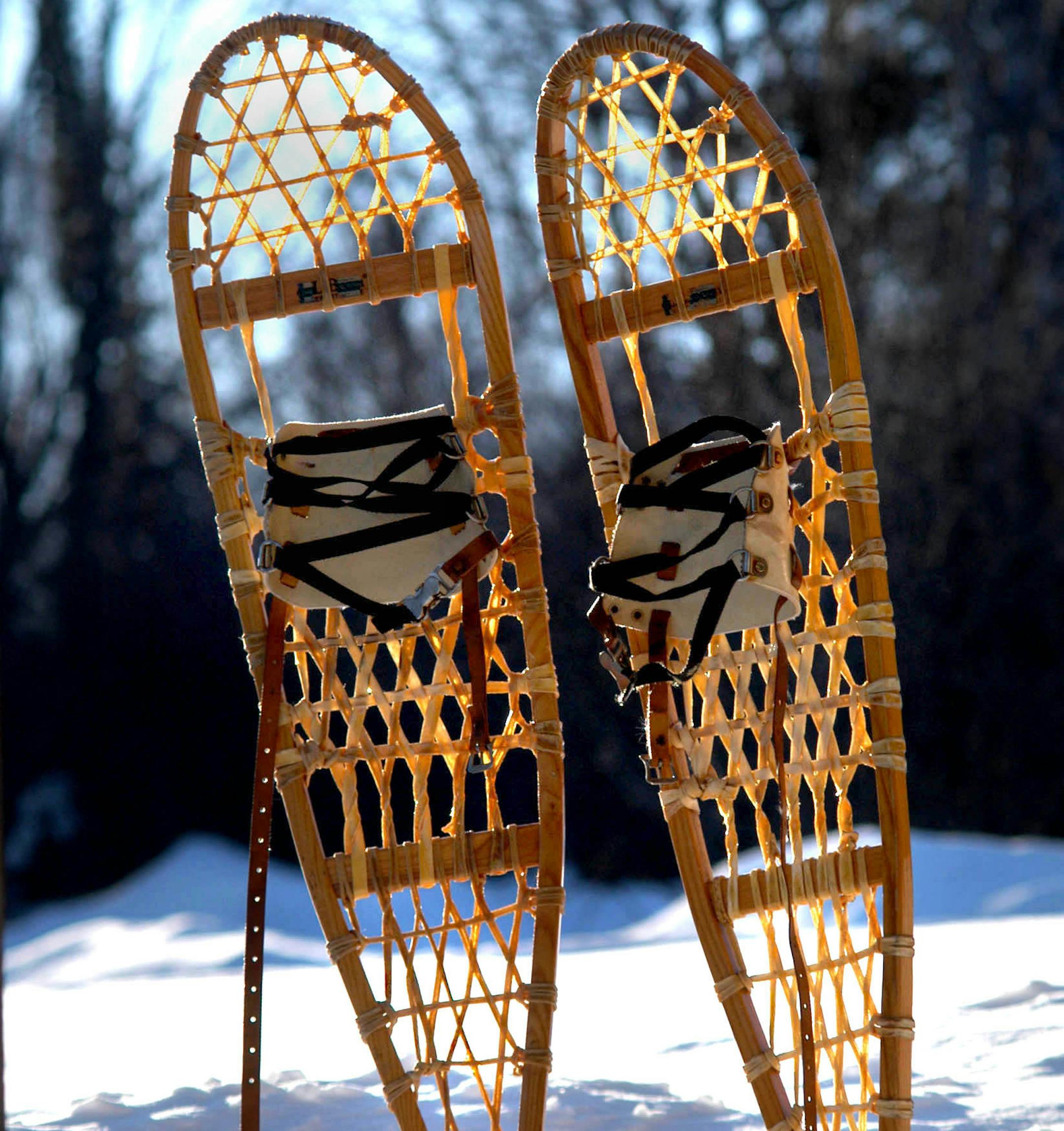 Star Tribune staff photo by Richard Sennott // Grand Marais, MN. Thursday 1/29/2004 Gunflint Trail // detail of snowshoes at the Pincushion Bed And Breakfast. // snow shoes, snowshoes, snowshoeing // winter sports // ORG XMIT: MIN2013112213353149