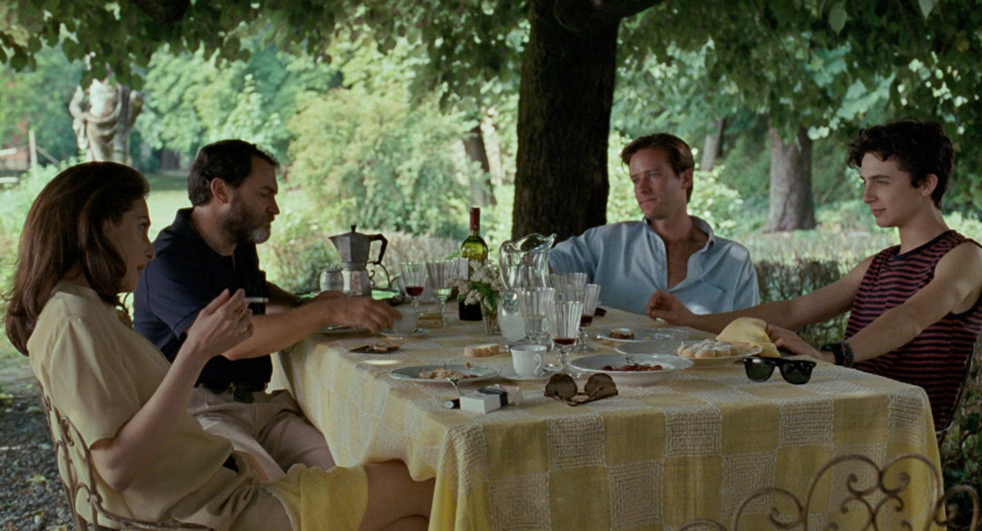 Amira Casar, Michael Stulhbarg, Armie Hammer and Timothee Chalamet in "Call Me By Your Name."