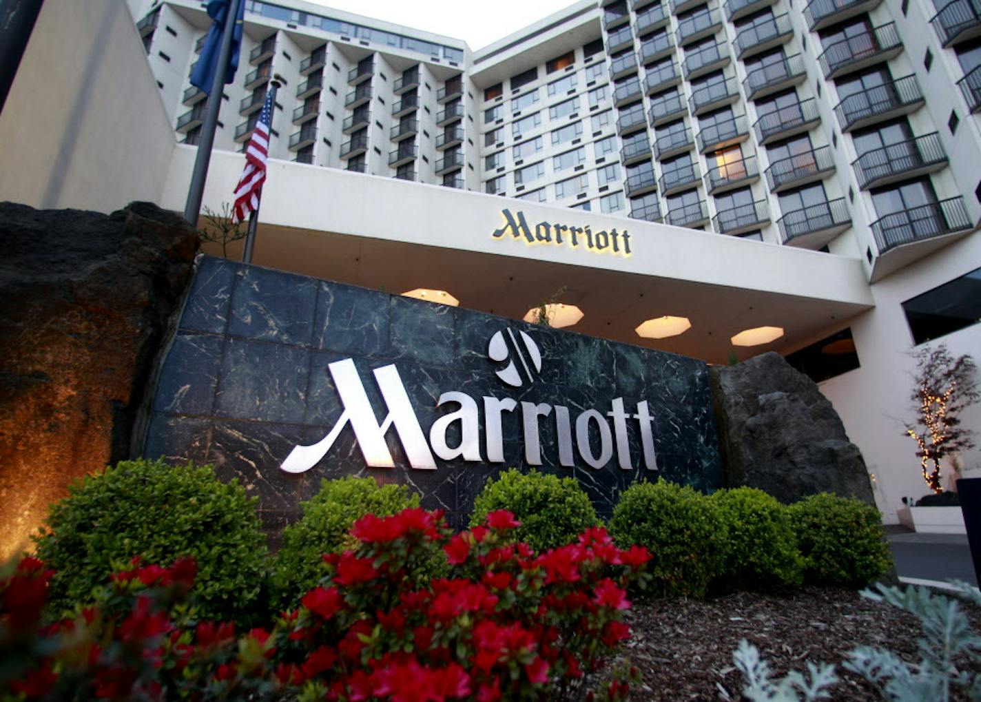 FILE - This April 20, 2011 file photo shows Portland Marriott Downtown Waterfront in Portland, Ore. Marriott International has cleared one of its major hurdles on its journey to acquire rival Starwood and become the world's largest hotel chain. Shareholders in both Marriott and Starwood Hotels & Resorts Worldwide Inc. approved the $14.41 billion sale Friday, April 8, 2016. (AP Photo/Rick Bowmer)