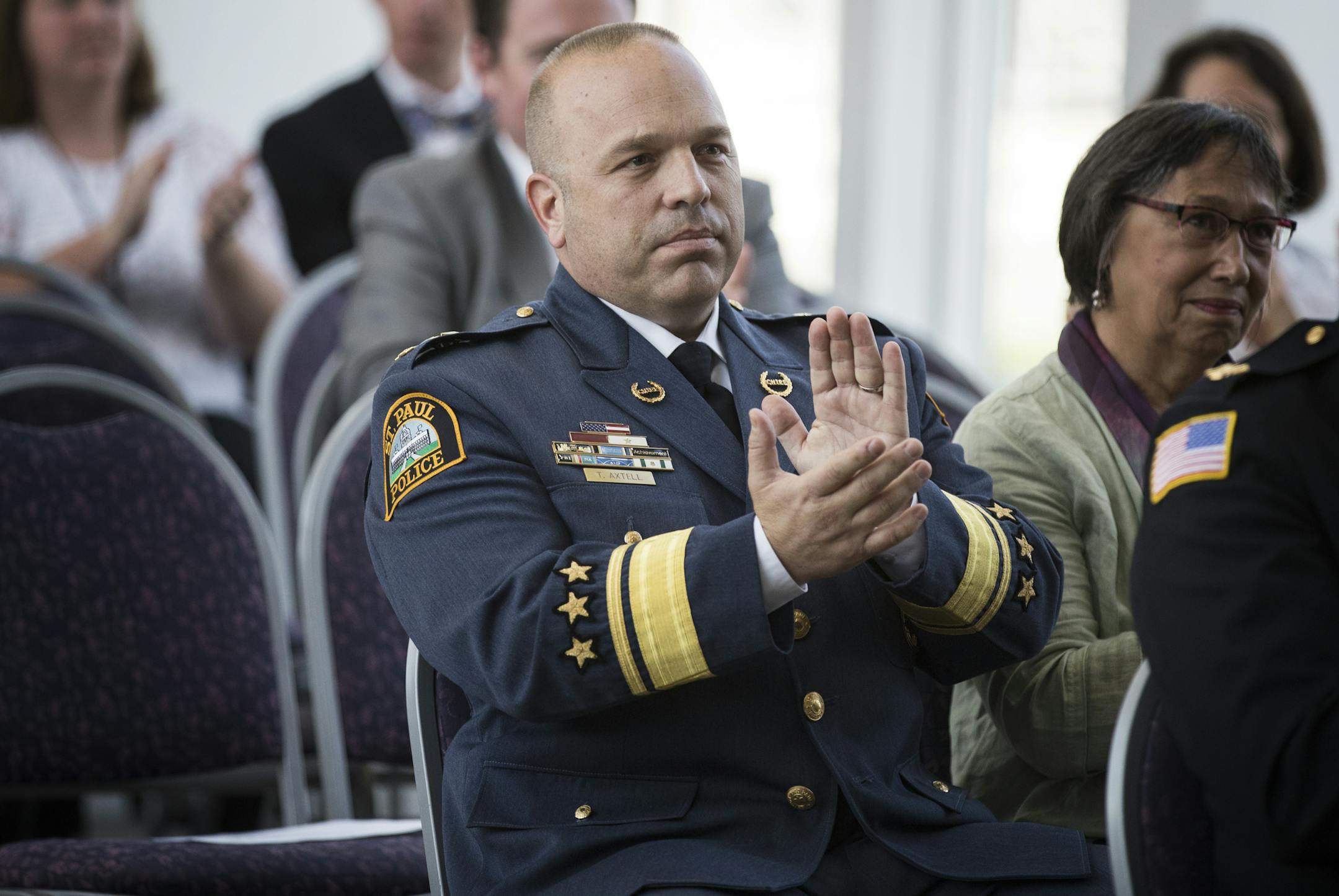 St. Paul Police Chief Todd Axtell, shown at Chris Coleman's budget address in August, called his first 100 days on the job "an incredibly challenging time to become police chief."