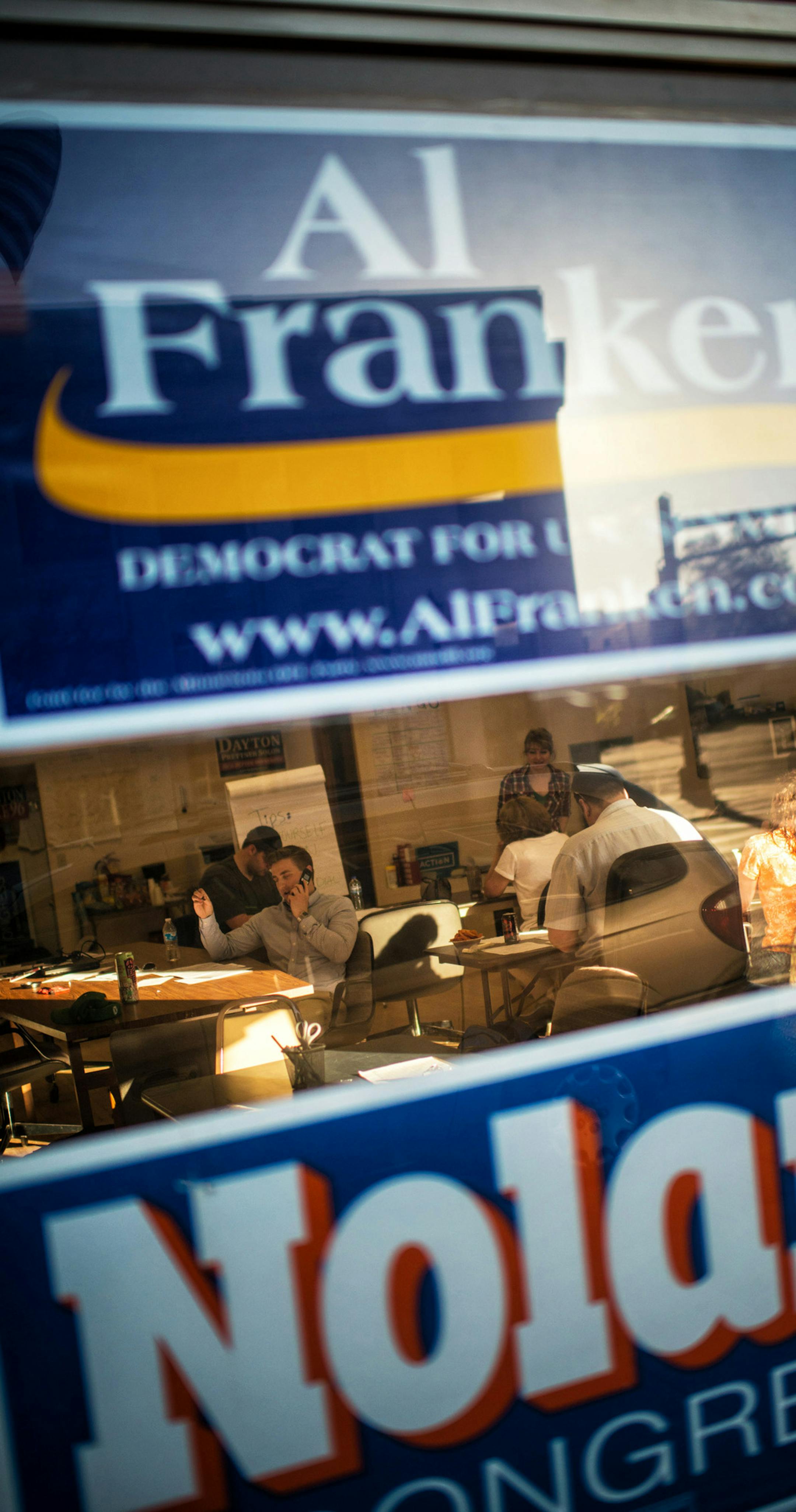 DFL volunteers made calls to muster support for Senator Al Franken Thursday evening from the regional DFL headquarters in West Duluth. Duluth is host of the DFL state convention and is the largest city in the 8th Congressional district. Wednesday, May 28, 2014 ] GLEN STUBBE * gstubbe@startribune.com