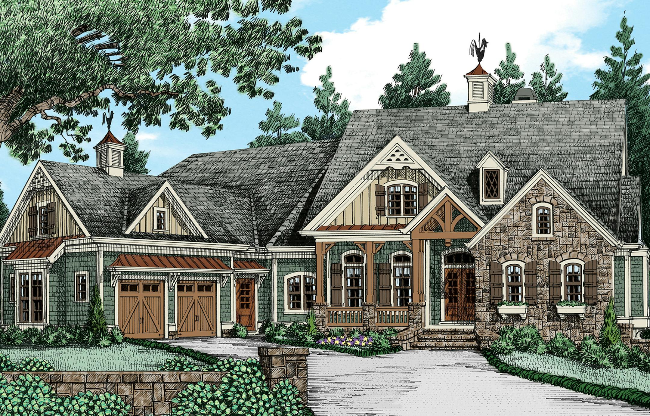 Grand English cottage for home plan.