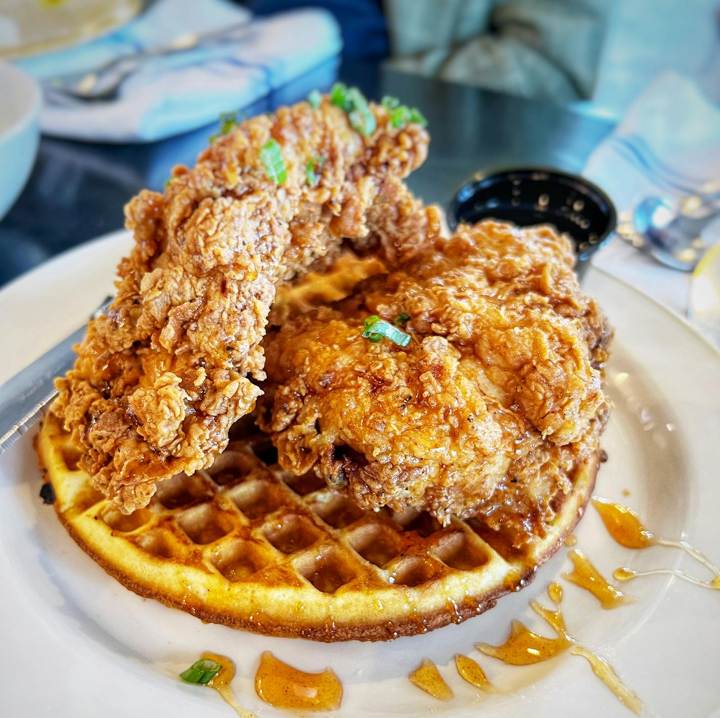 The chicken and waffles at Krewe restaurant in St. Joseph, Minn. Jon Cheng, Star Tribune