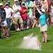 Hideki Matsuyama hits out of the bunker on the seventh green during the second round of the 3M Open Friday, July 28, 2023 at TPC Twin Cities in Blaine