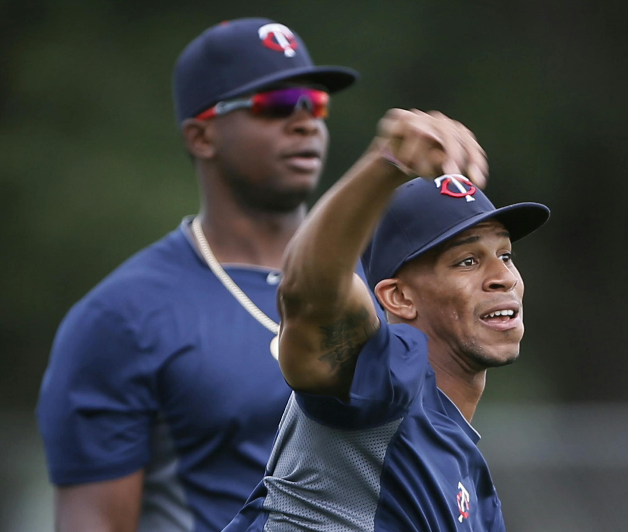 Minnesota Twins center fielding prospect Byron Buxton remains out with an left wrist injury and continues to rehab it June 3, 2014 in Fort Myers ,Florida. ] Jerry Holt Jerry.holt@startribune.com ORG XMIT: MIN1406101950022321