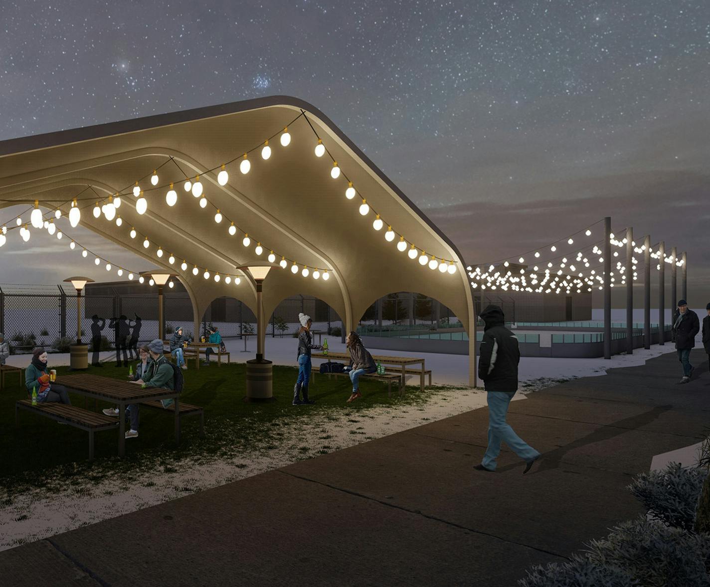 A rendering of what Forgotten Star brewery's outdoor area will look.