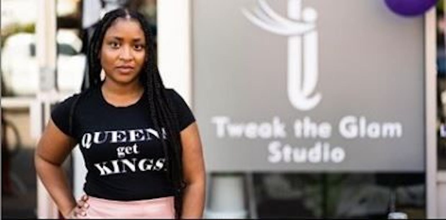 Tiwanna Jackson, owner of Tweak the Glam Studio on Lake Street, rebuilt and reopened on Lake Street. She held her belated grand opening in August. All she needs now is for her customers to return. Photo courtesy of Tiwanna Jackson