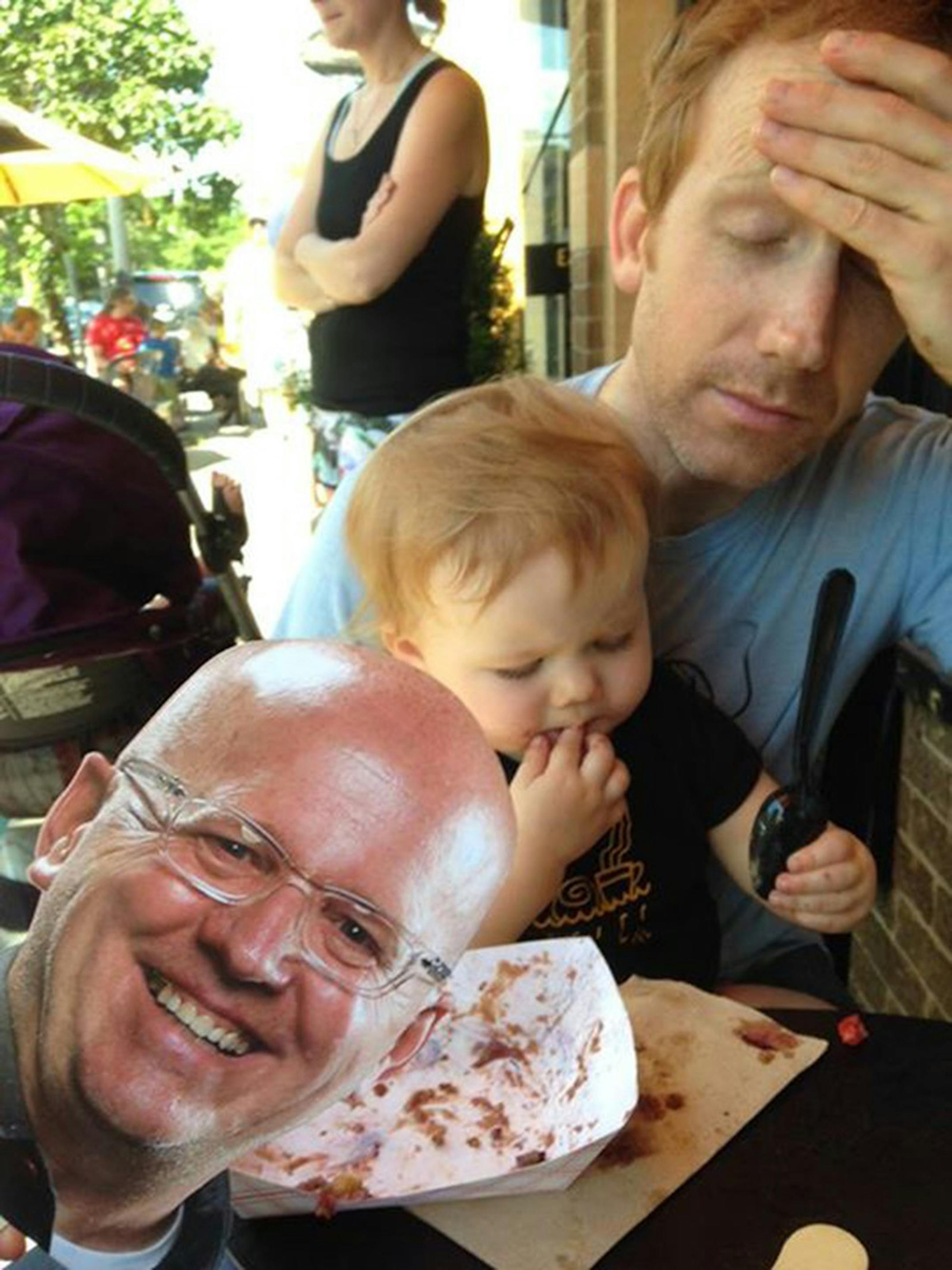 Aaron Hanauer of Minneapolis won a dinner for two with restaurant critic Rick Nelson for a photo contest that required Rick-On-A-Stick to be part of the image.(Provided photo) ORG XMIT: z-zJ3FtI_kYcvlzXVQXQ