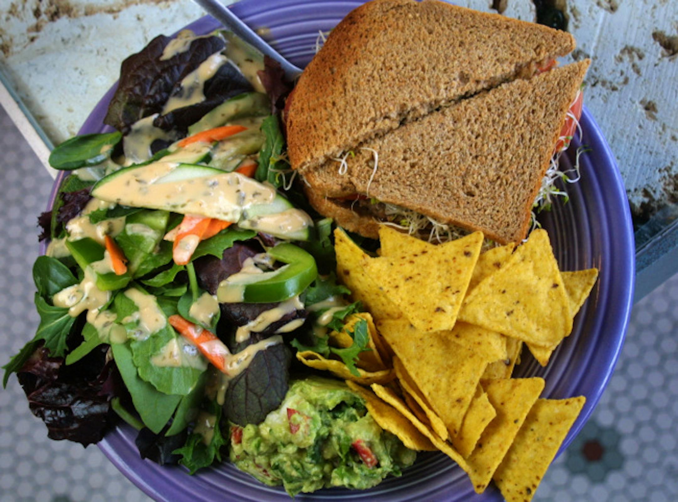 A veggie burger from Tao Natural Foods.
