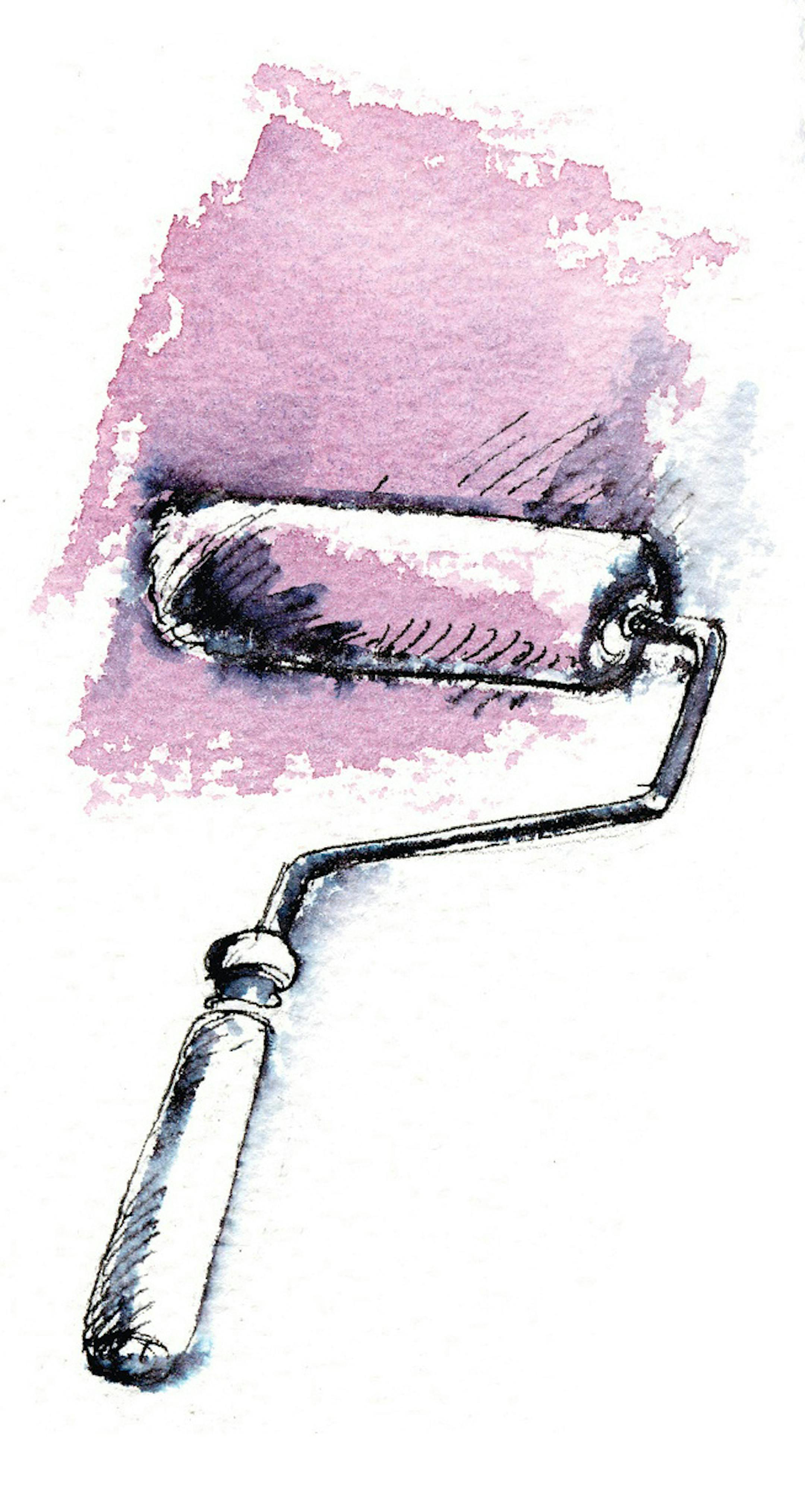 Three signs of outdated decor: mauve, paint color of yore; track lighting, overdone and tired; and wallpaper borders, which look like yesterday. Illustrates DESIGN-DATED (category l), by Jura Koncius (c) 2012, The Washington Post. Moved Friday, June 29, 2012. (MUST CREDIT: Washington Post illustration by Alla Dreyvitser.)