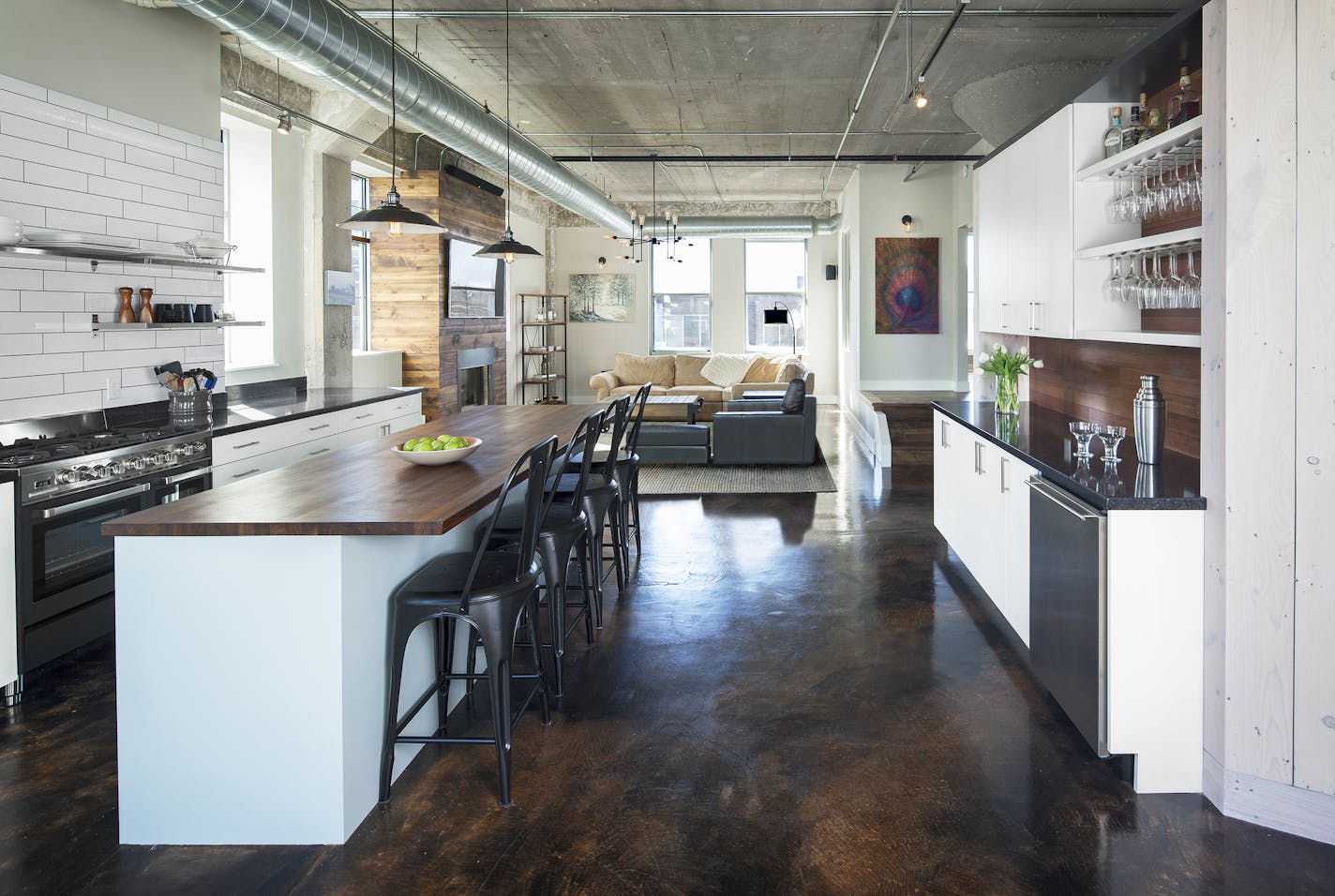 Home of the Month: North Loop loft makeover mixes soft textures with a hard industrial backdrop, by Albertsson Hansen Architecture. Credit Pete J. Sieger