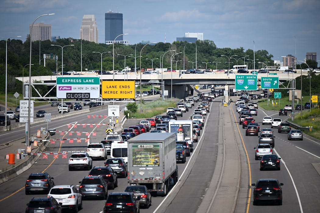 Afternoon rush hour traffic moves along I-394 near Highway 100 in St. Louis Park on Wednesday. 