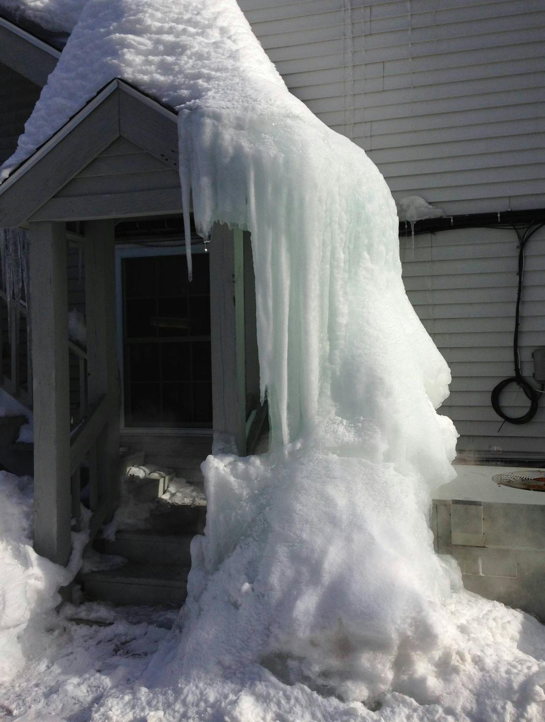 Photo courtesy of Ice Dam Guys Ice dams on a home in the Boston area tackled by Minnesota's Ice Dam Guys.