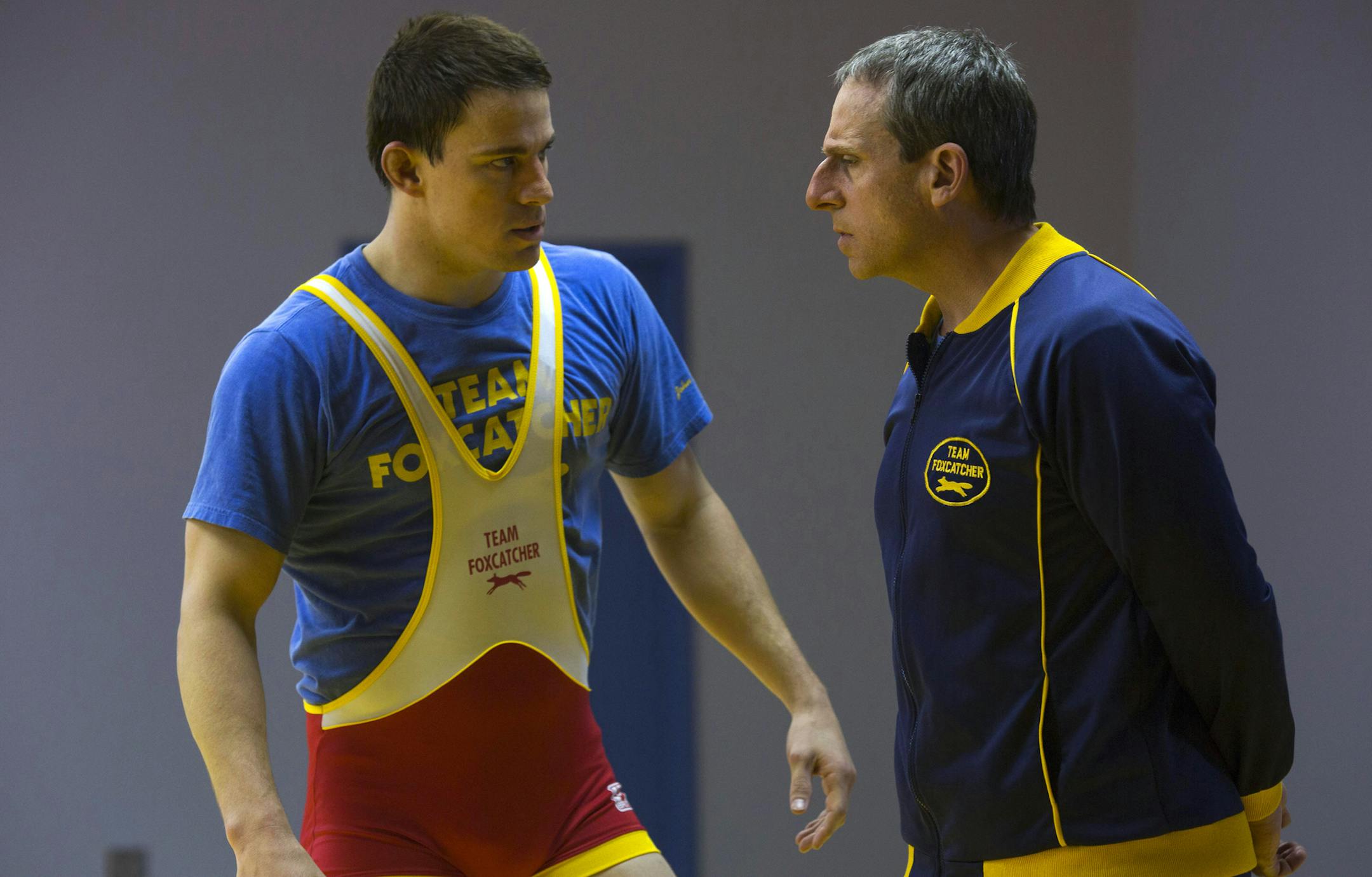 This image released by Sony Pictures Classics shows Steve Carell, right, and Channing Tatum in a scene from "Foxcatcher." The motion picture academy honors makeup and hairstyling Oscar nominees "Foxcatcher," "The Grand Budapest Hotel" and "Guardians of the Galaxy," on Saturday, Feb. 21, 2015, the afternoon before the 87th annual Academy Awards. (AP Photo/Sony Pictures Classics, Scott Garfield)