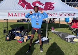 McKaylen Lewis of Math and Science Academy got the hang of the high jump in a hurry,