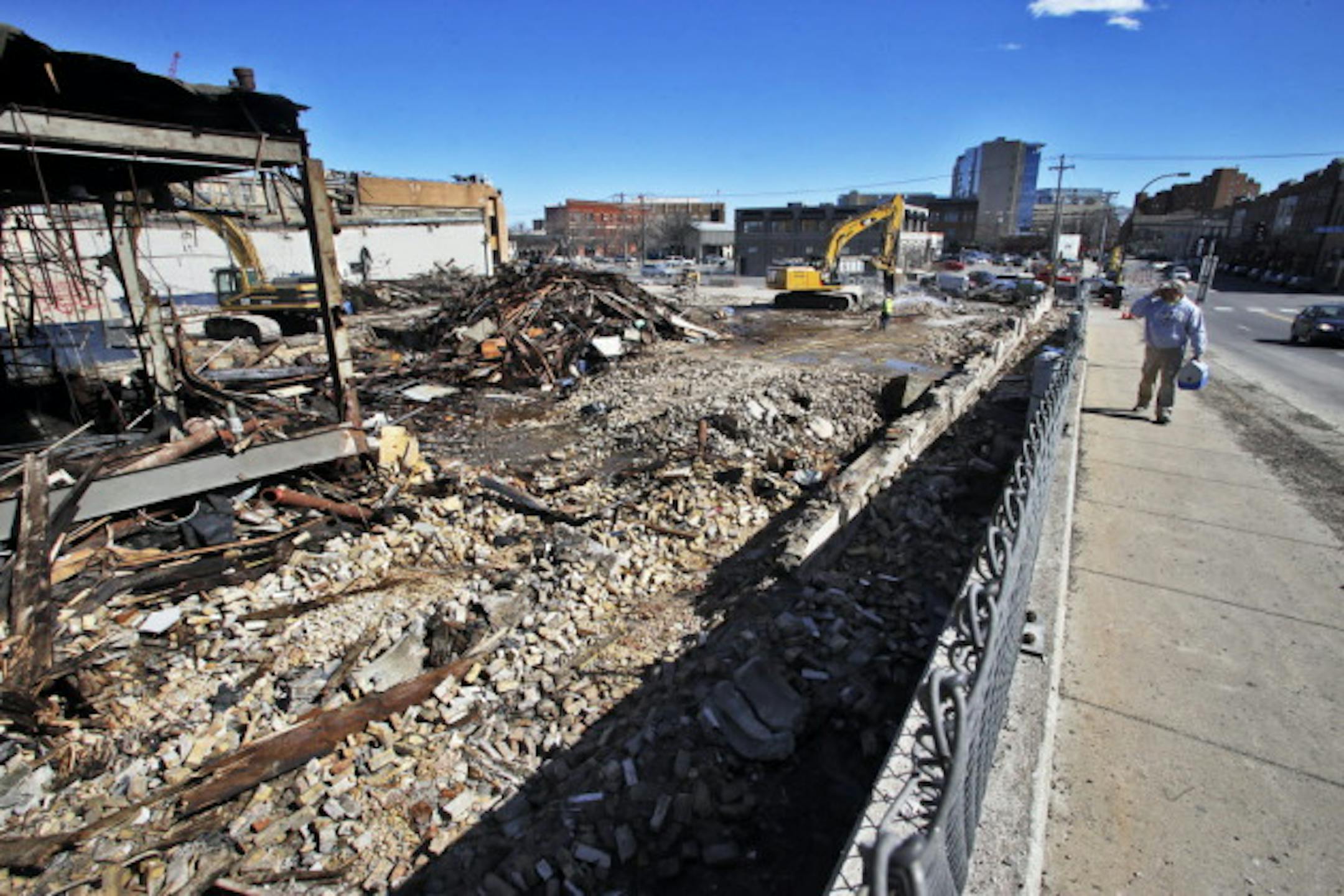 Demolition of the Superior Plating building in early April.