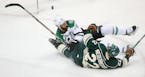 Minnesota Wild right wing Nino Niederreiter and Dallas Stars defenseman Jordie Benn crashed on the ice in the third period Tuesday.