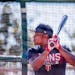 Twins infielder Jorge Polanco (11) practiced his swing during workouts.