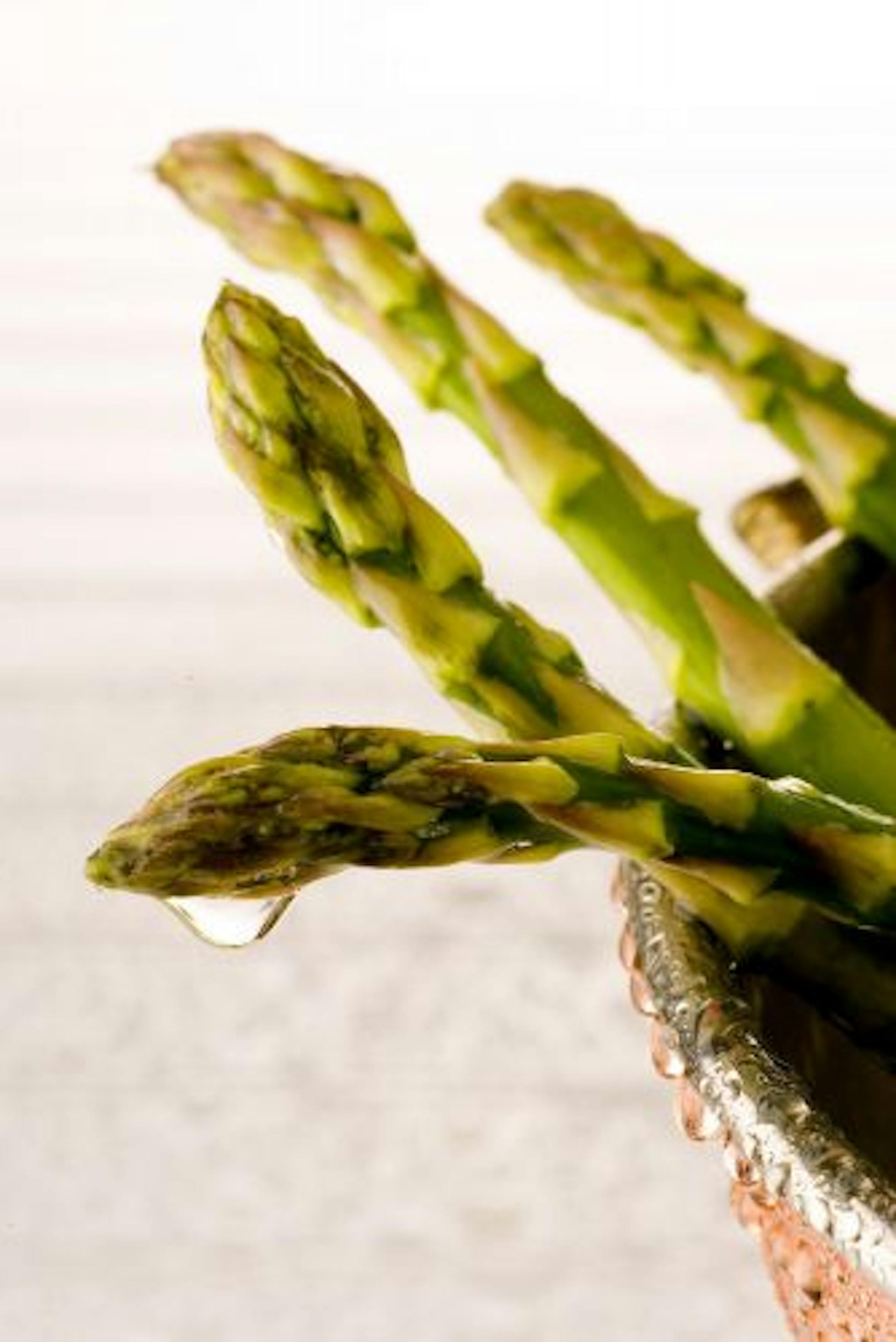 When buying asparagus look for compact tips and smooth green stems that are uniform in color.