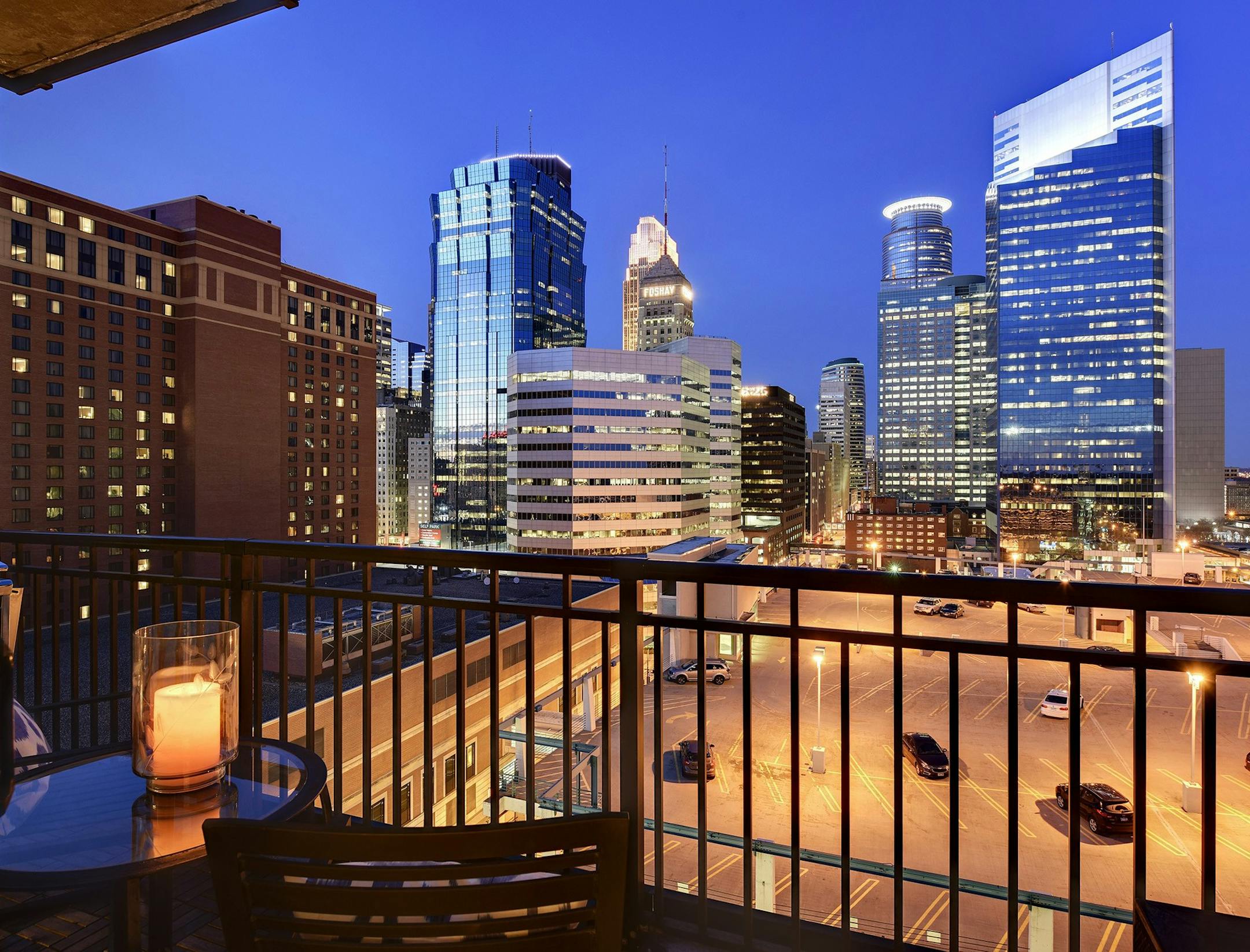 The 12th-floor condo in downtown Minneapolis' Ivy Residences has two balconies and views on three sides.
