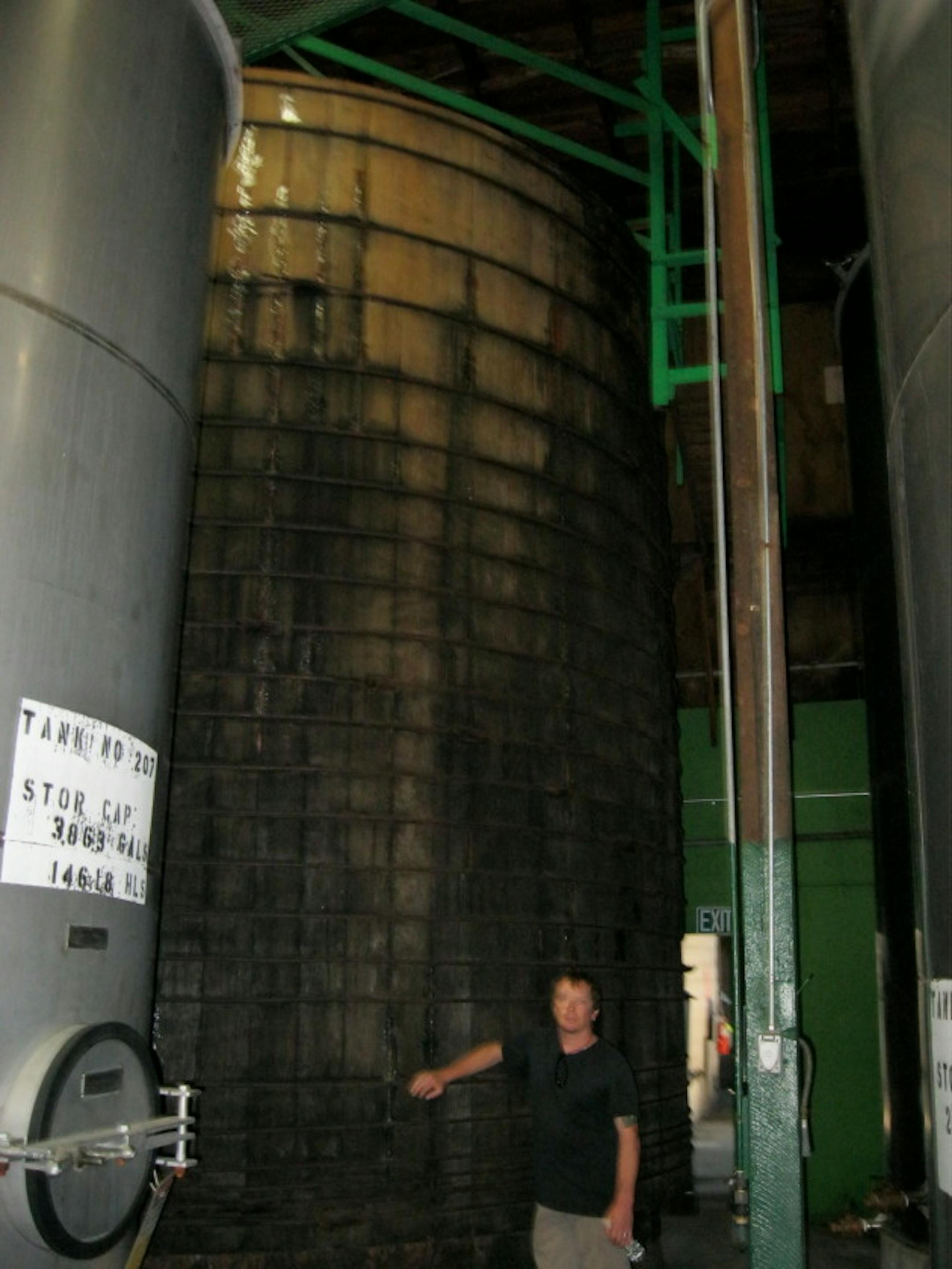 This large wooden tank holds 30,000 gallons