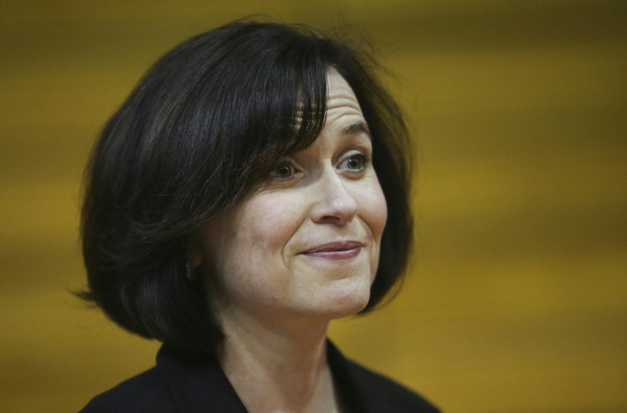 Mayor Betsy Hodges before she gave her first State of the City speech at the Minneapolis American Indian Center Thursday, April 24, 2014, in Minneapolis, MN. Hodges said, among other things, that the city needs to be more inclusive.