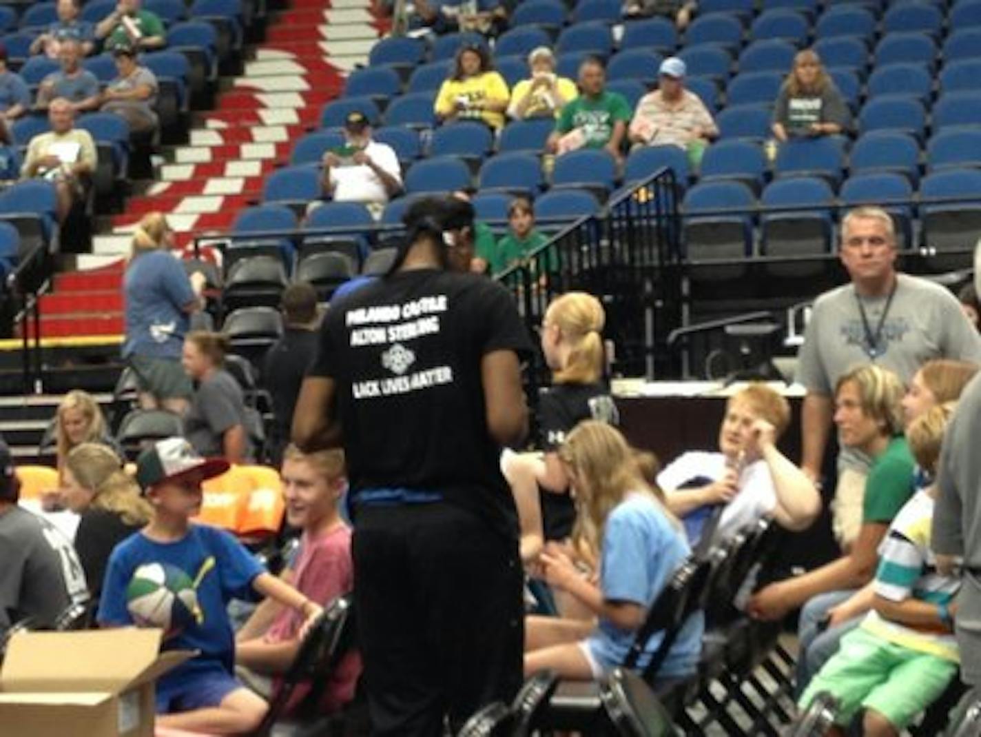 Sylvia Fowles of the Lynx signed autographs before Saturday's game.