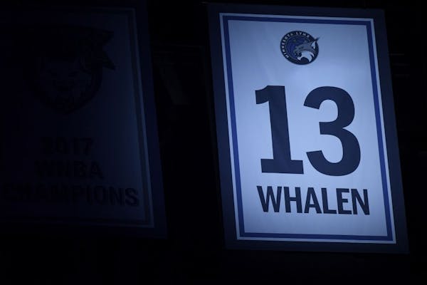 Lindsay Whalen's number in the rafters at Target Center.
