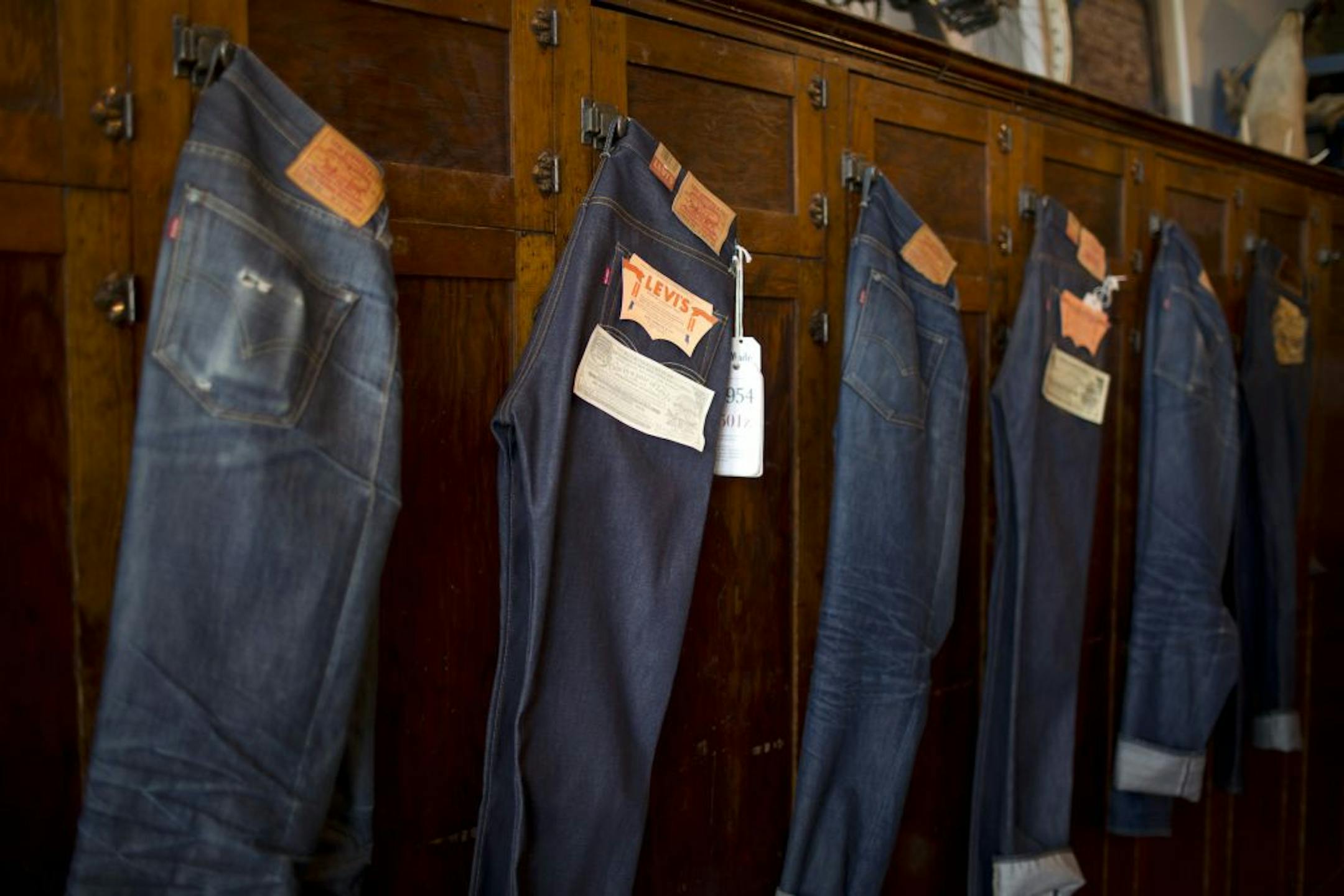 A mix of new and worn jeans from Levi's Vintage Clothing at BlackBlue.