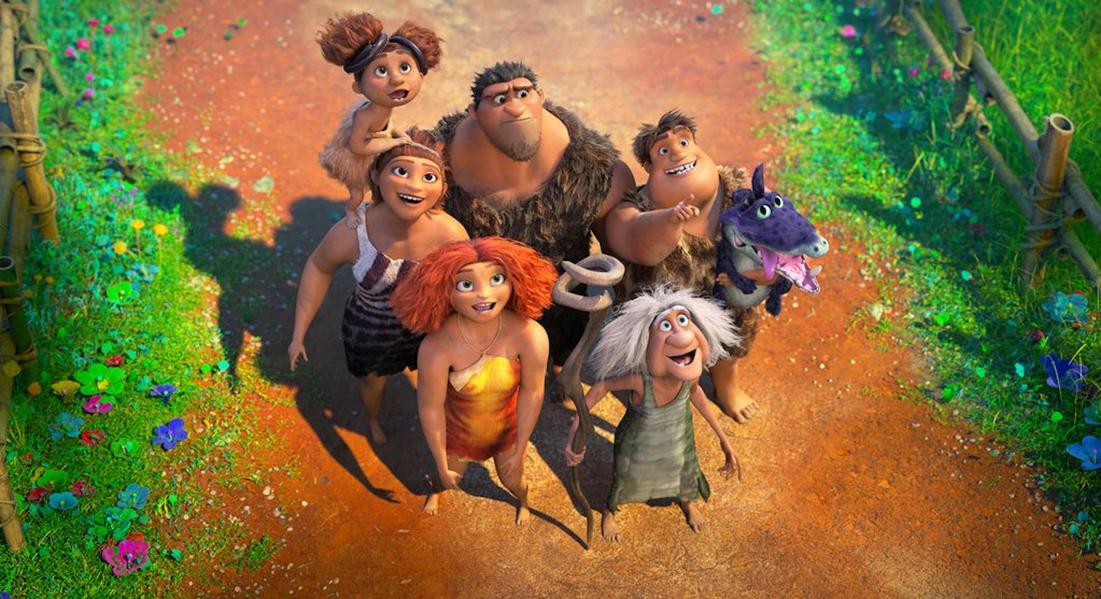 This image released by DreamWorks shows a scene from the animated film "The Croods: A New Age."