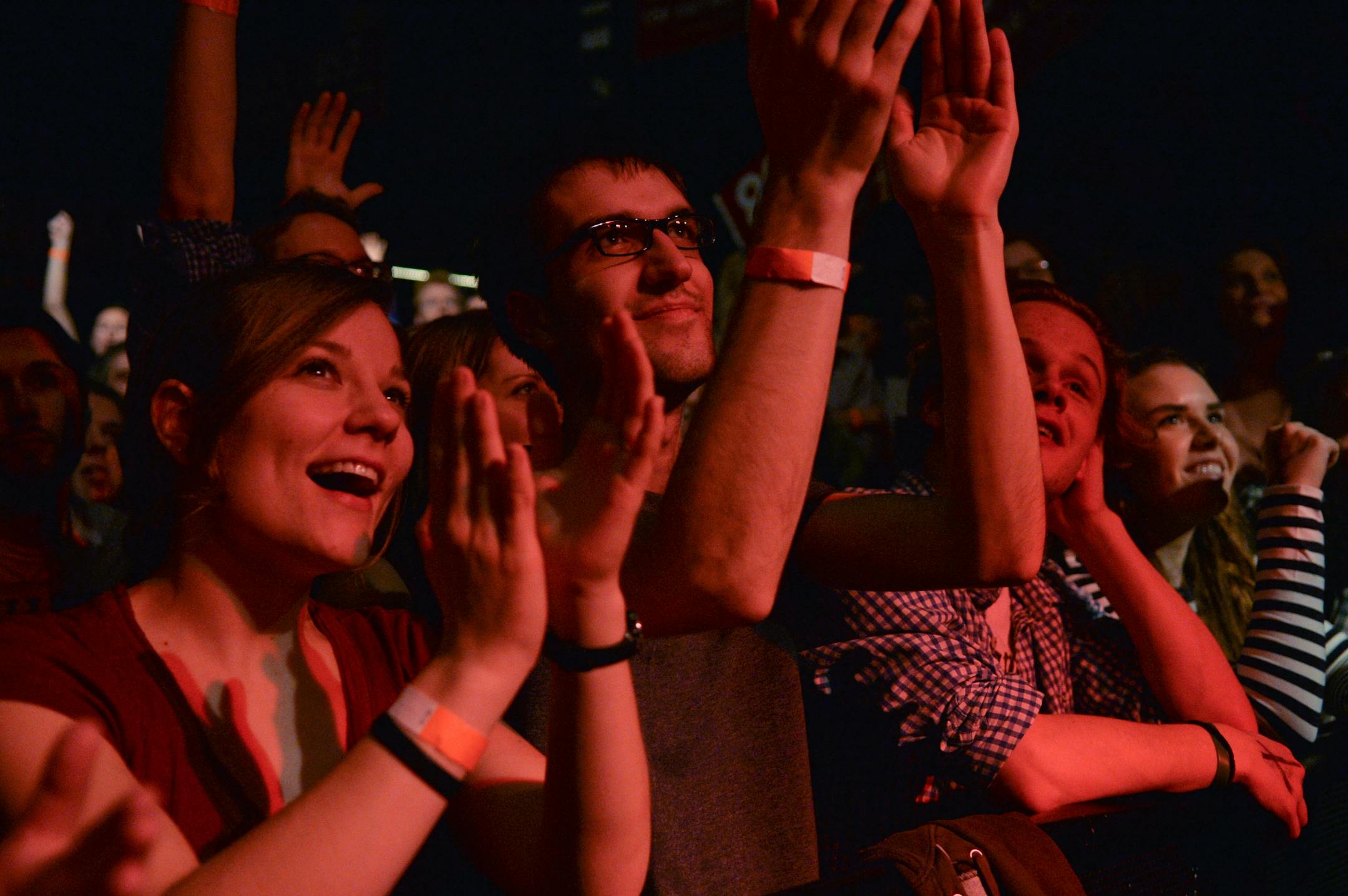 Concert-goers applaud the Current's staff introduces before the Cold War Kids took the stage at the Current's first of two nights at First Avenue for the 10th Anniversary birthday concert series.