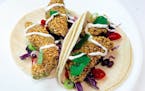 Robin Asbell, Special to the Star Tribune Crunchy Avocado Tacos With Black Beans and Cabbage