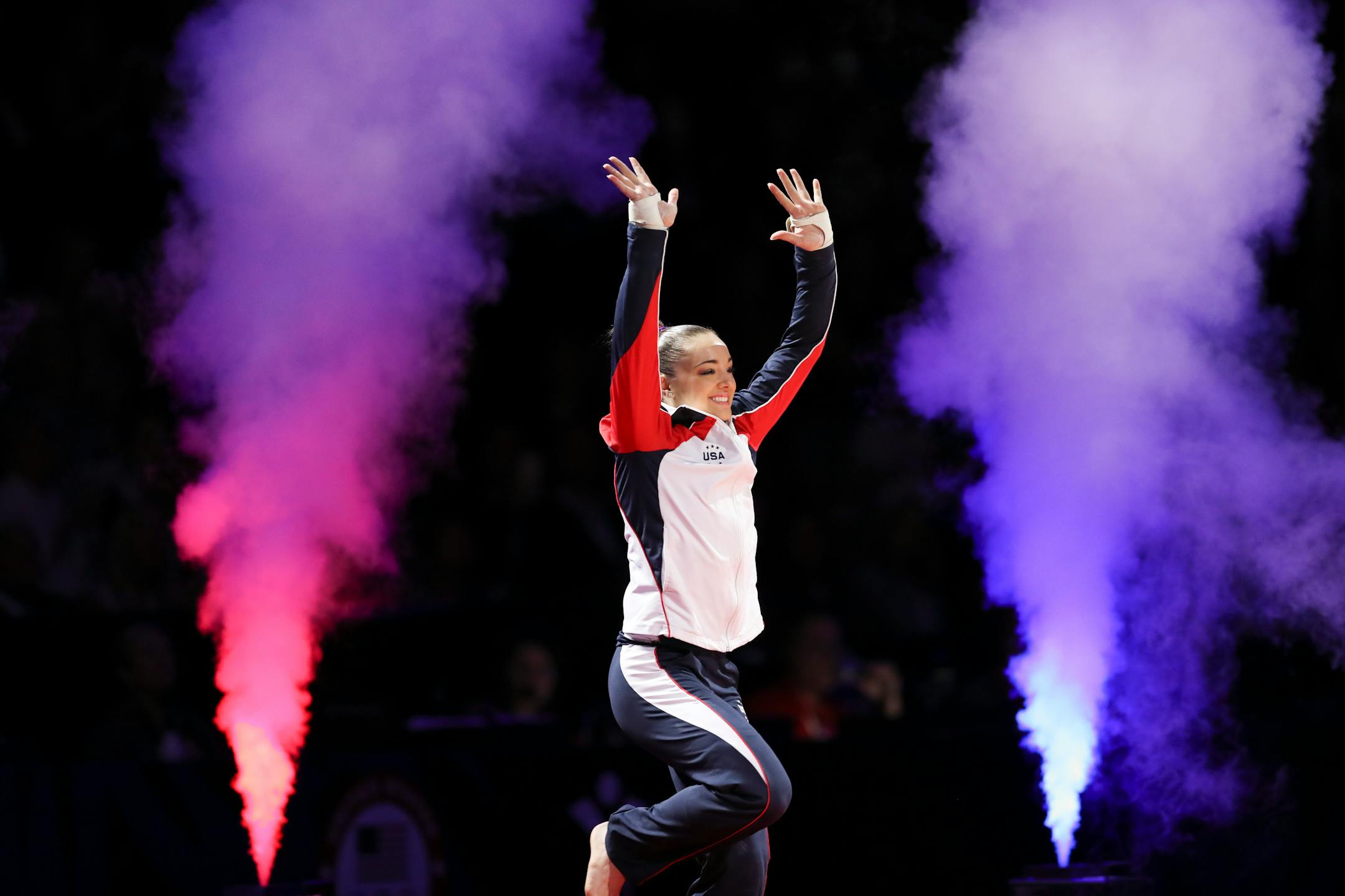 Maggie Nichols is introduced before the competition Friday night at the US gymnastics Olympic trials. The five-member team will be finalized Sunday.