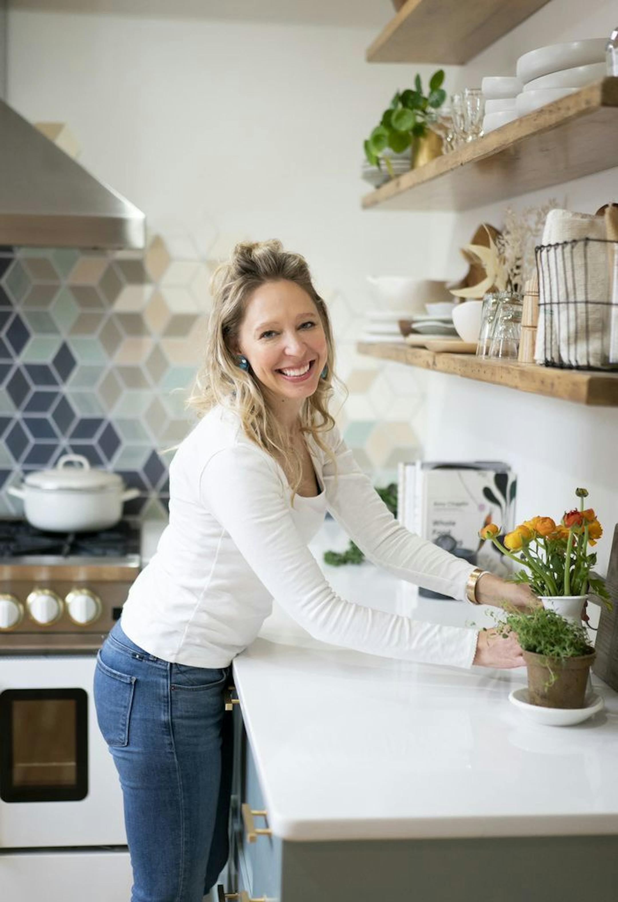 Paa in her new kitchen.