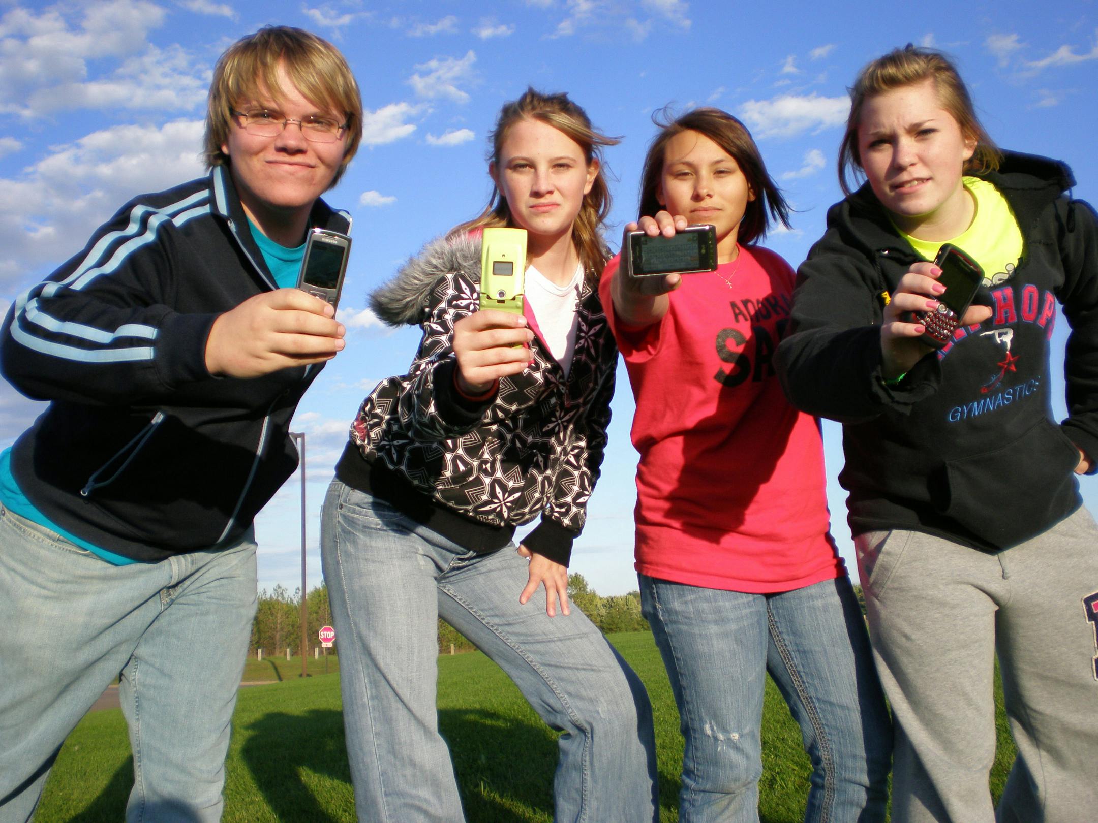 Matt Dehler, 16, Ramsey ... Alyssa Clemmer, 16, Andover... Natalie Hayford, 16, Andover ... Ashley Curley, 16, Ramsey Photo credit: Patricia Halsey 10/2008 Anoka High School SADD students used this photo to promote their DUDE JST DRV campaign to get teen drivers to put away their cell phones and texting devices.