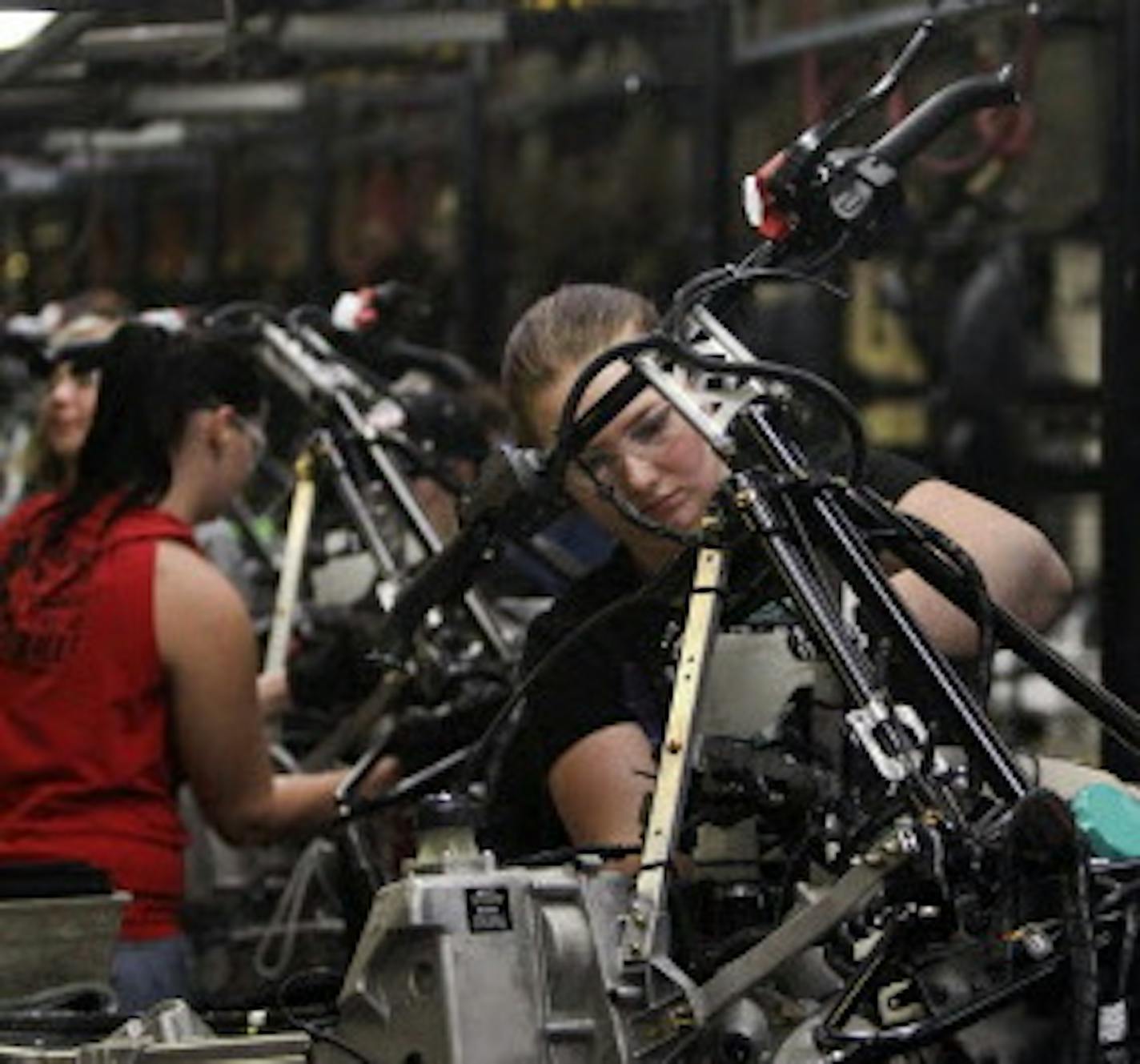 Arctic Cat line workers assemble Arctic Cat XF 8-00 snowmobiles at Arctic Cat's muanufacturing facility Wednesday, May 15, 2013 in Thief River Falls, MN. The snowmobile giant employs about 1,300 workers in Thief River Falls.](DAVID JOLES/STARTRIBUNE) djoles@startribune Pennington County is an island of growth in a sea of economic contraction in northwest Minnesota. Since 2000, job growth in the county has quadrupled population growth, making it an anomaly both statewide and in the northwest part